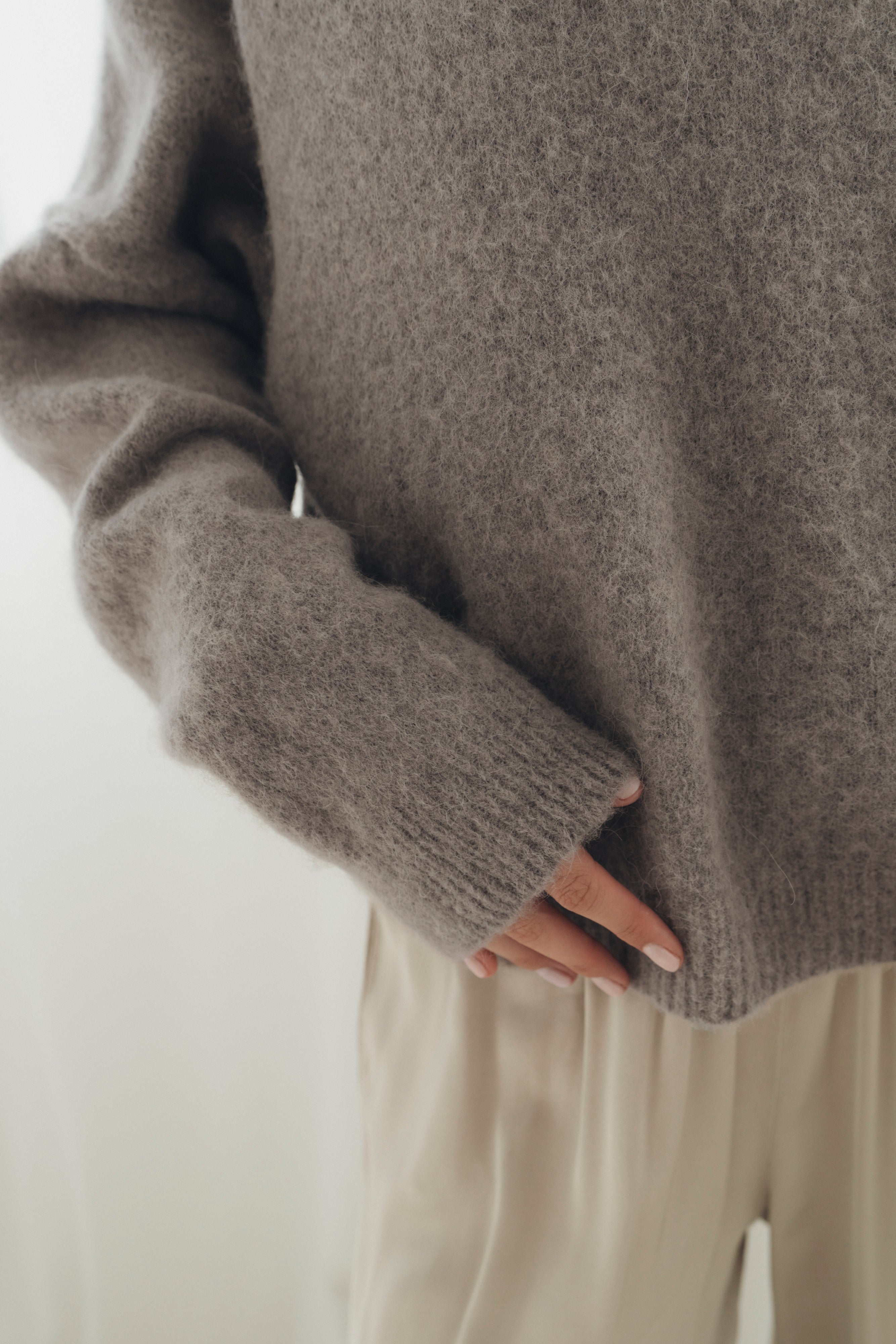 Offshoulder Pullover "MilaDLL" taupe melee