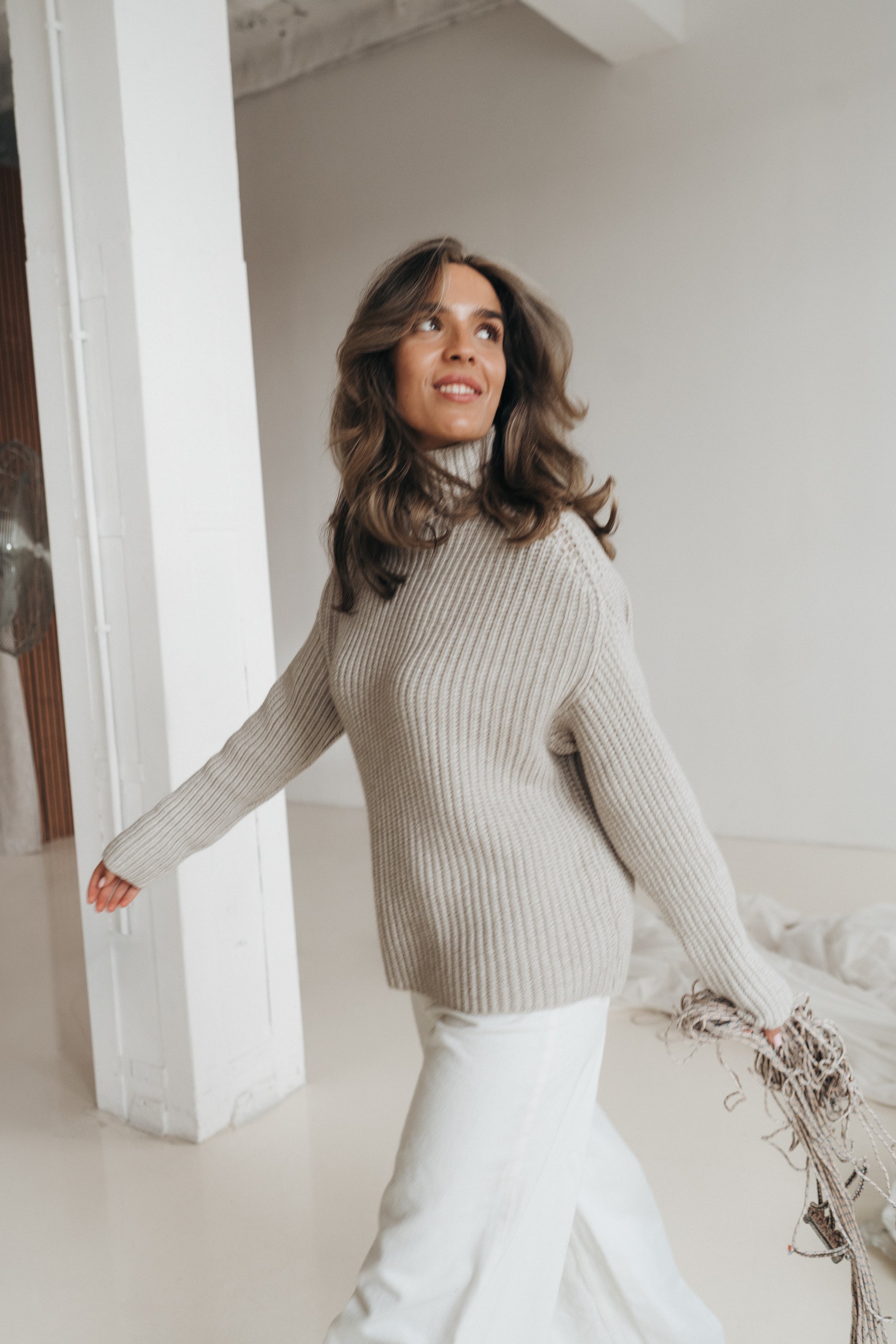 Grobstrickpullover „ElliDLL“ sand