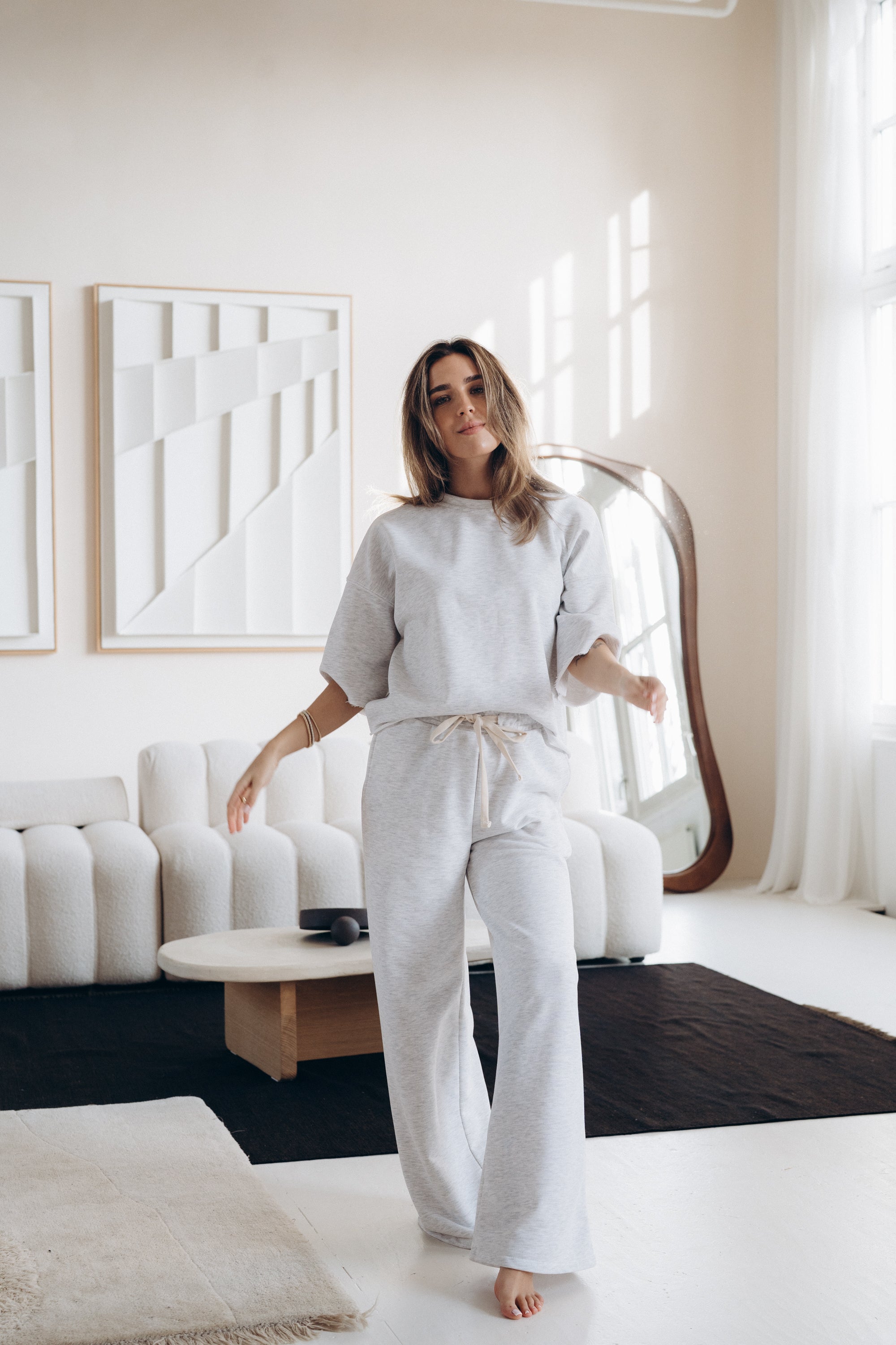 Kurzarm-Sweatshirt "SofiaDLL" light grey