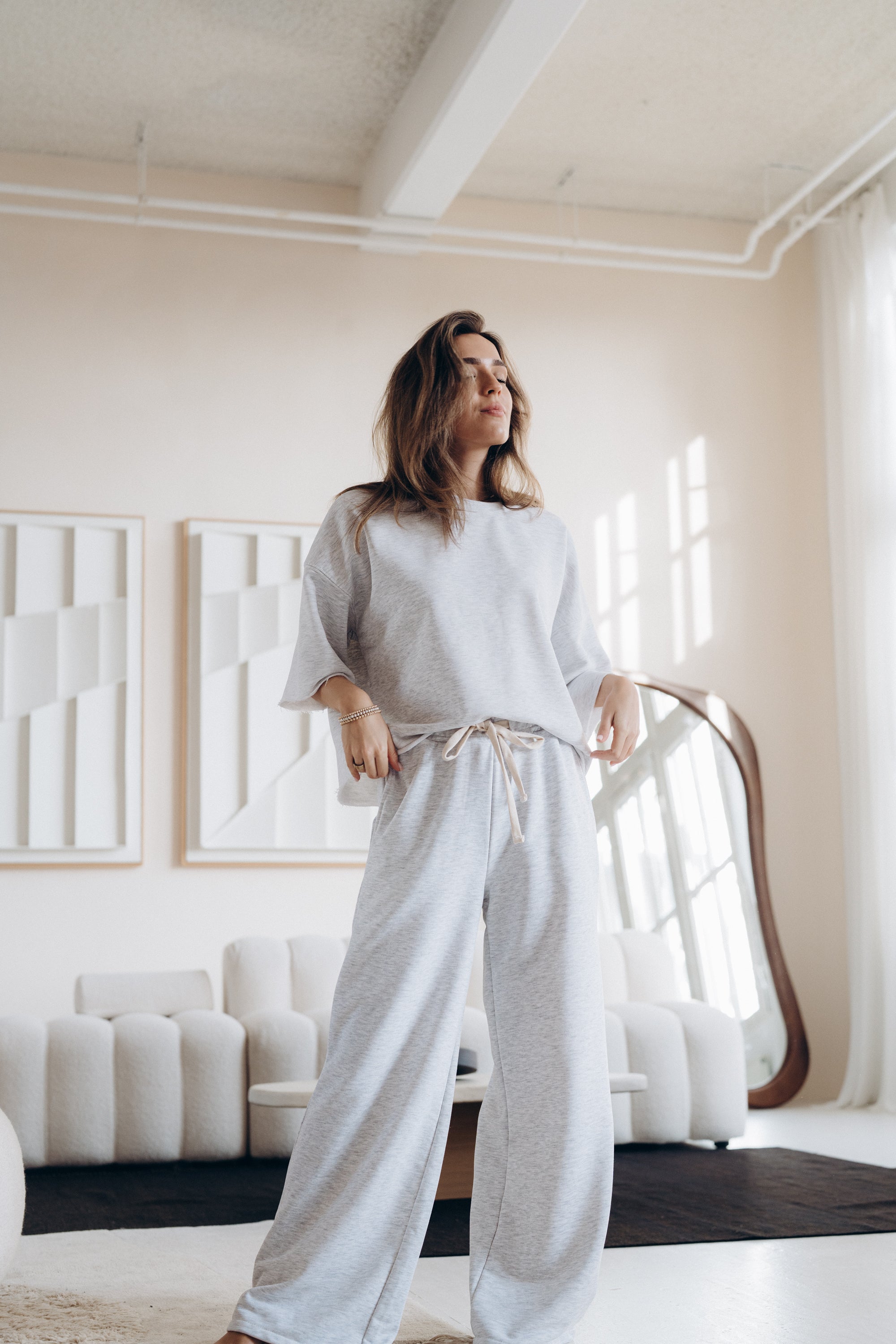 Sweathose "StellaDLL" light grey