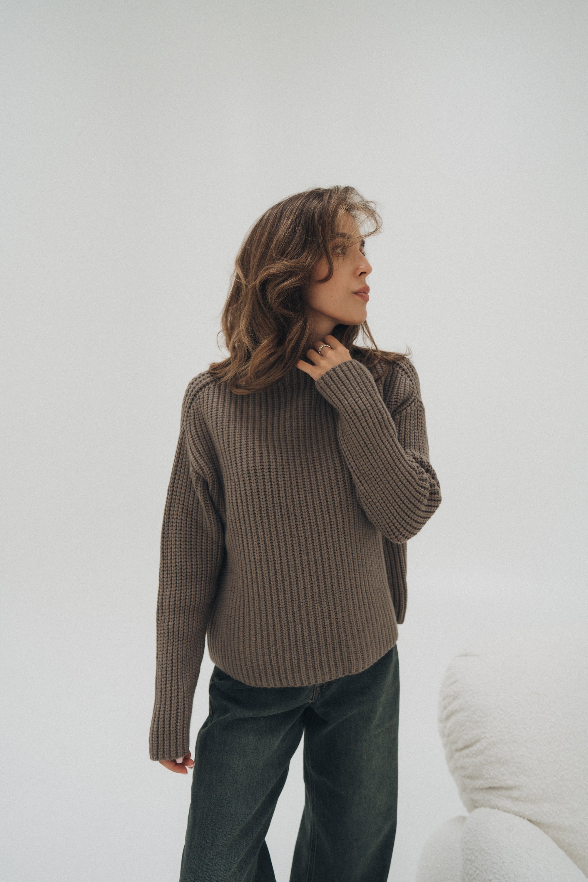 Grobstrickpullover „ElliDLL“ dark taupe