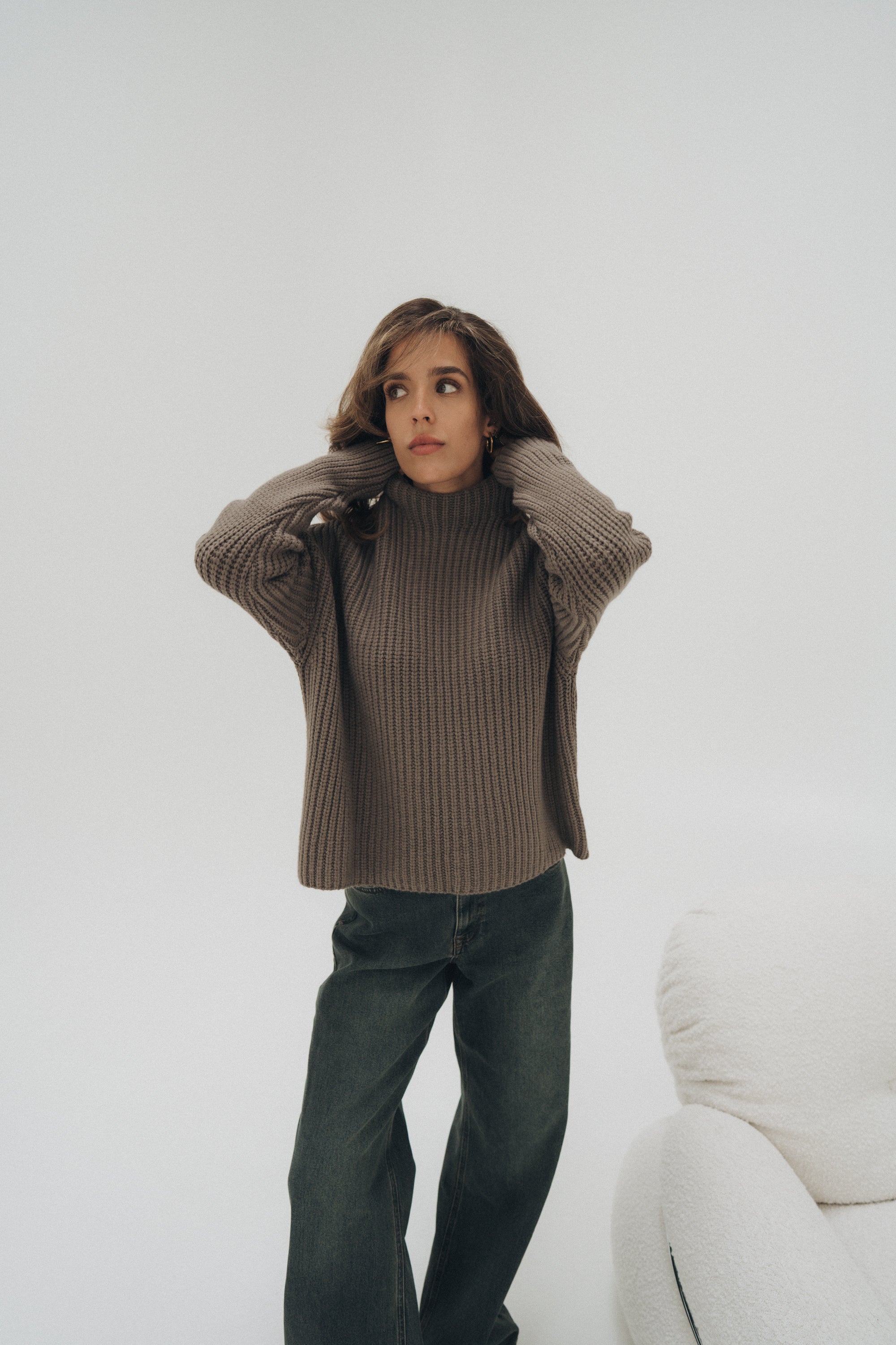 Grobstrickpullover „ElliDLL“ dark taupe