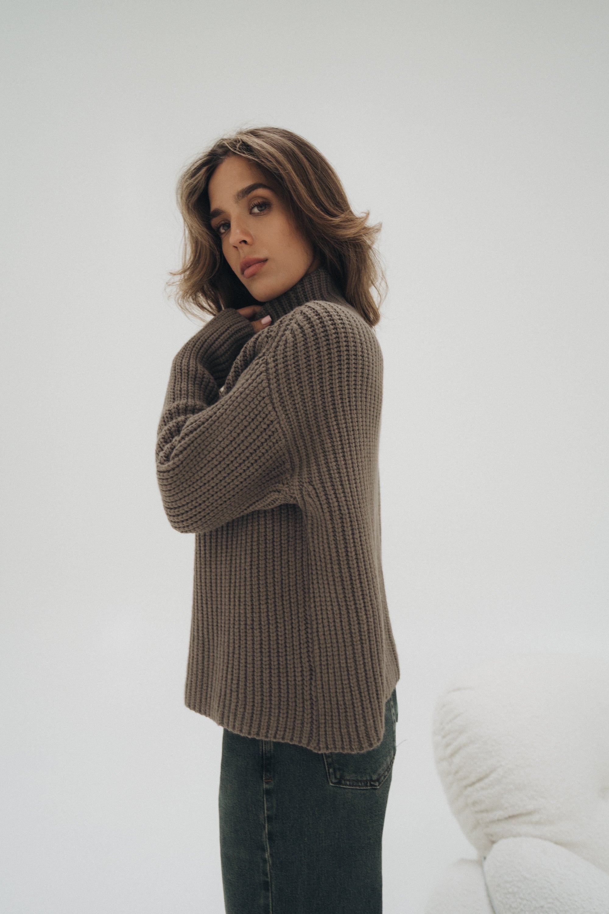 Grobstrickpullover „ElliDLL“ dark taupe