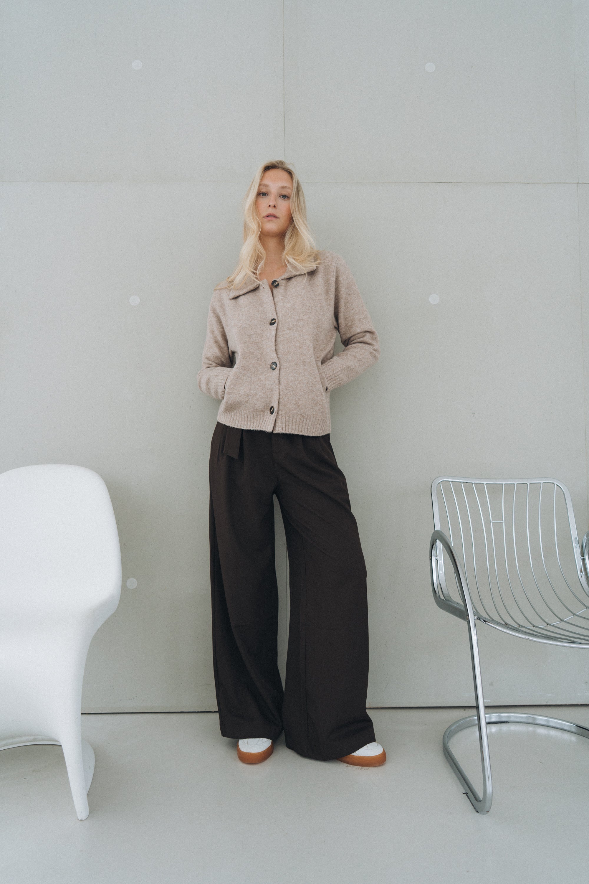 Polo Cardigan "NillaDLL" taupe