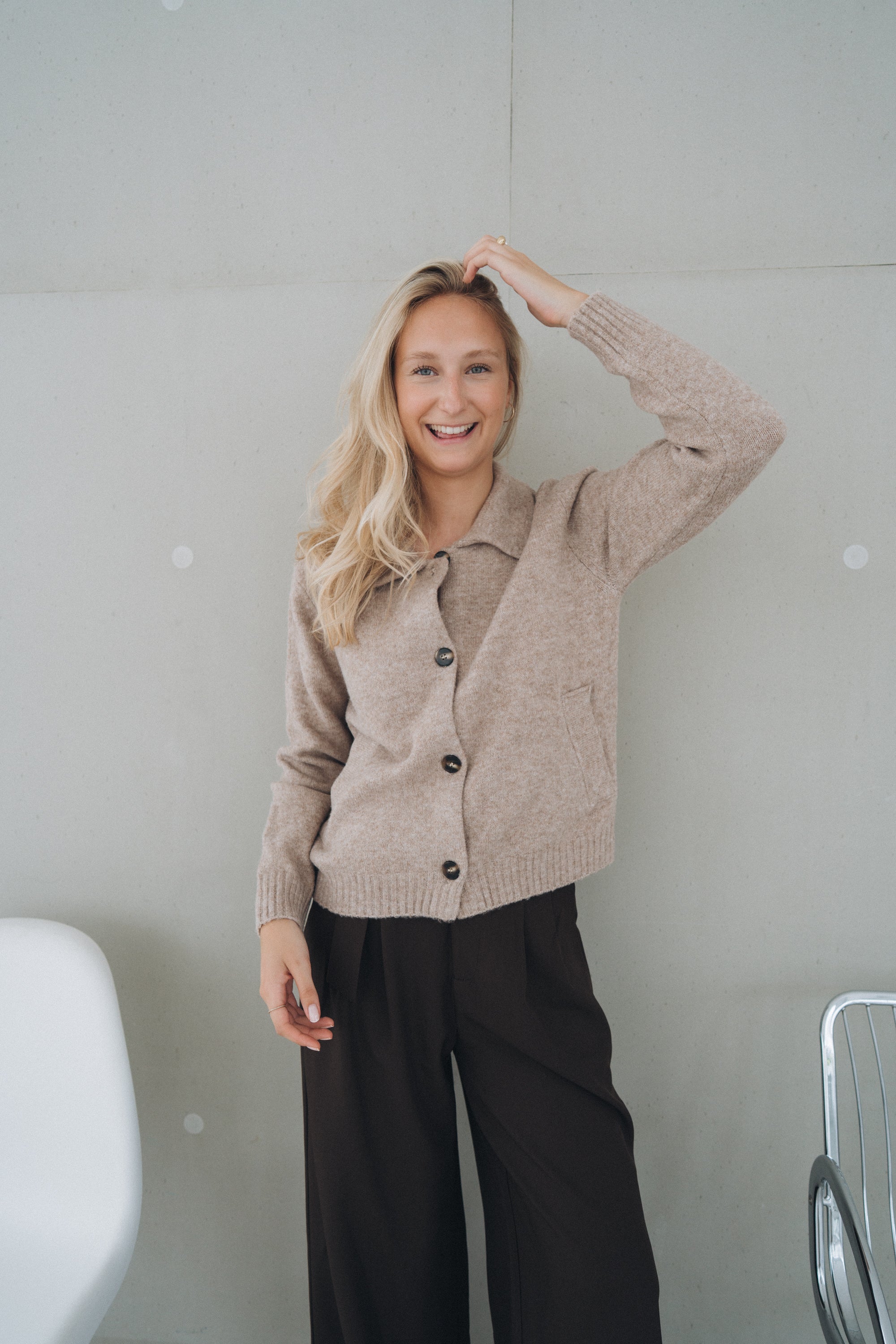 Polo Cardigan "NillaDLL" taupe