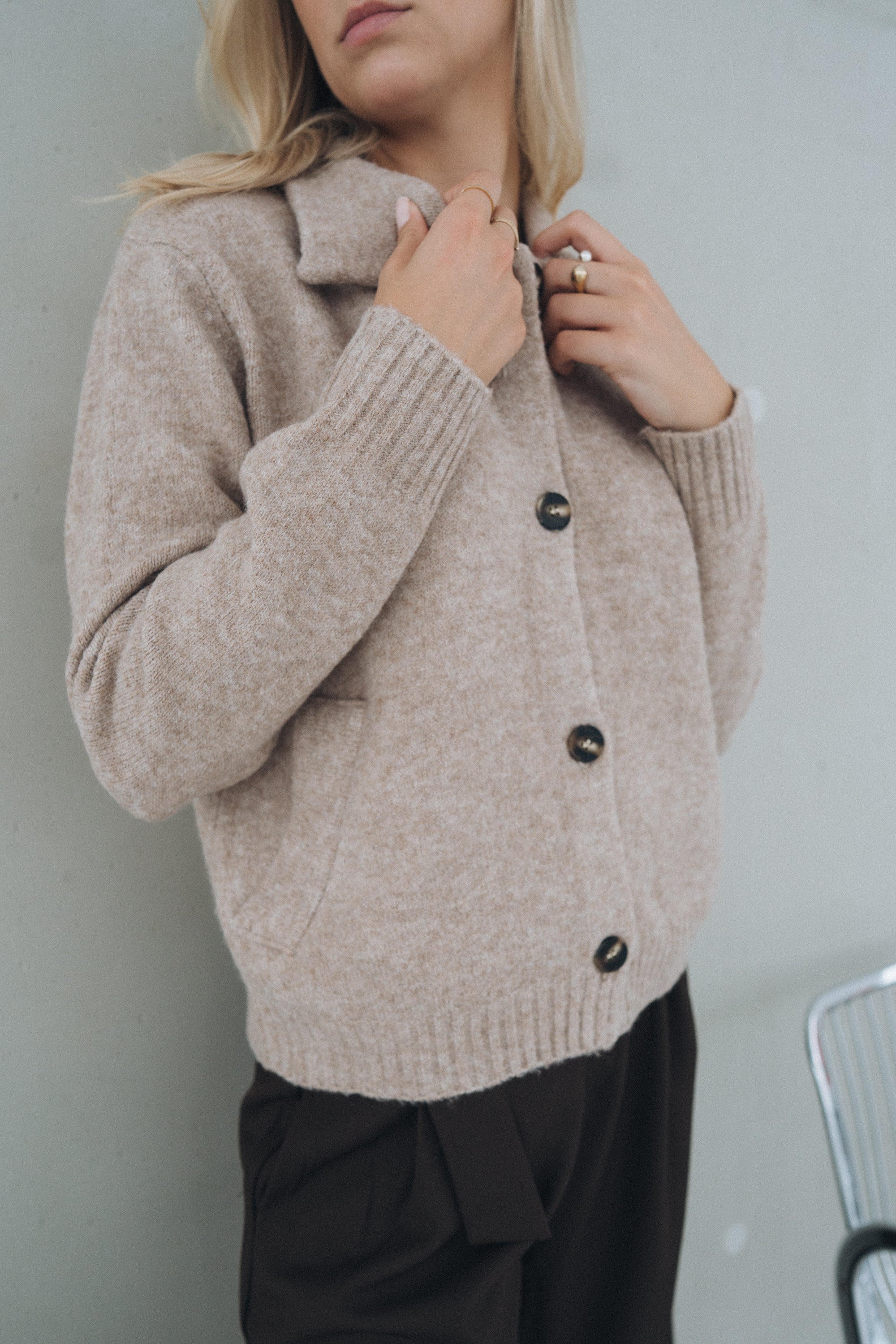 Polo Cardigan "NillaDLL" taupe