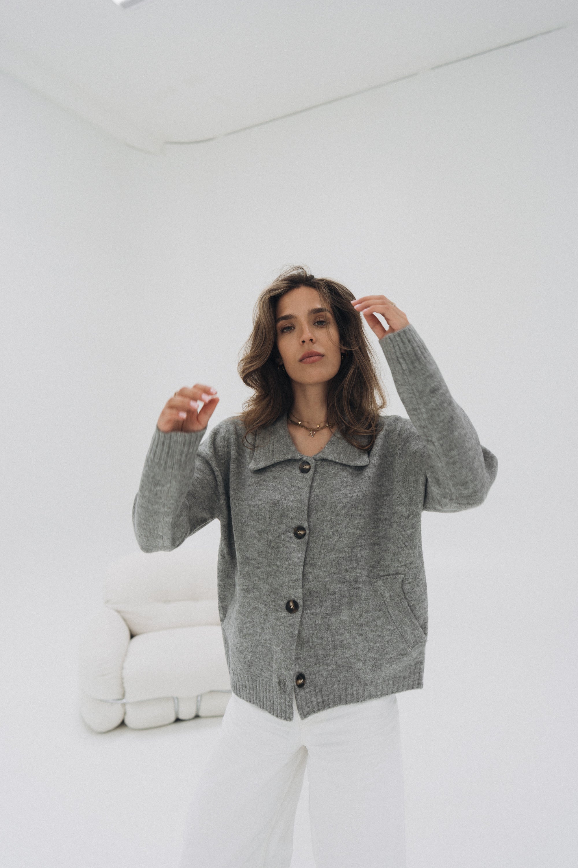 Polo Strickjacke "NillaDLL" grey