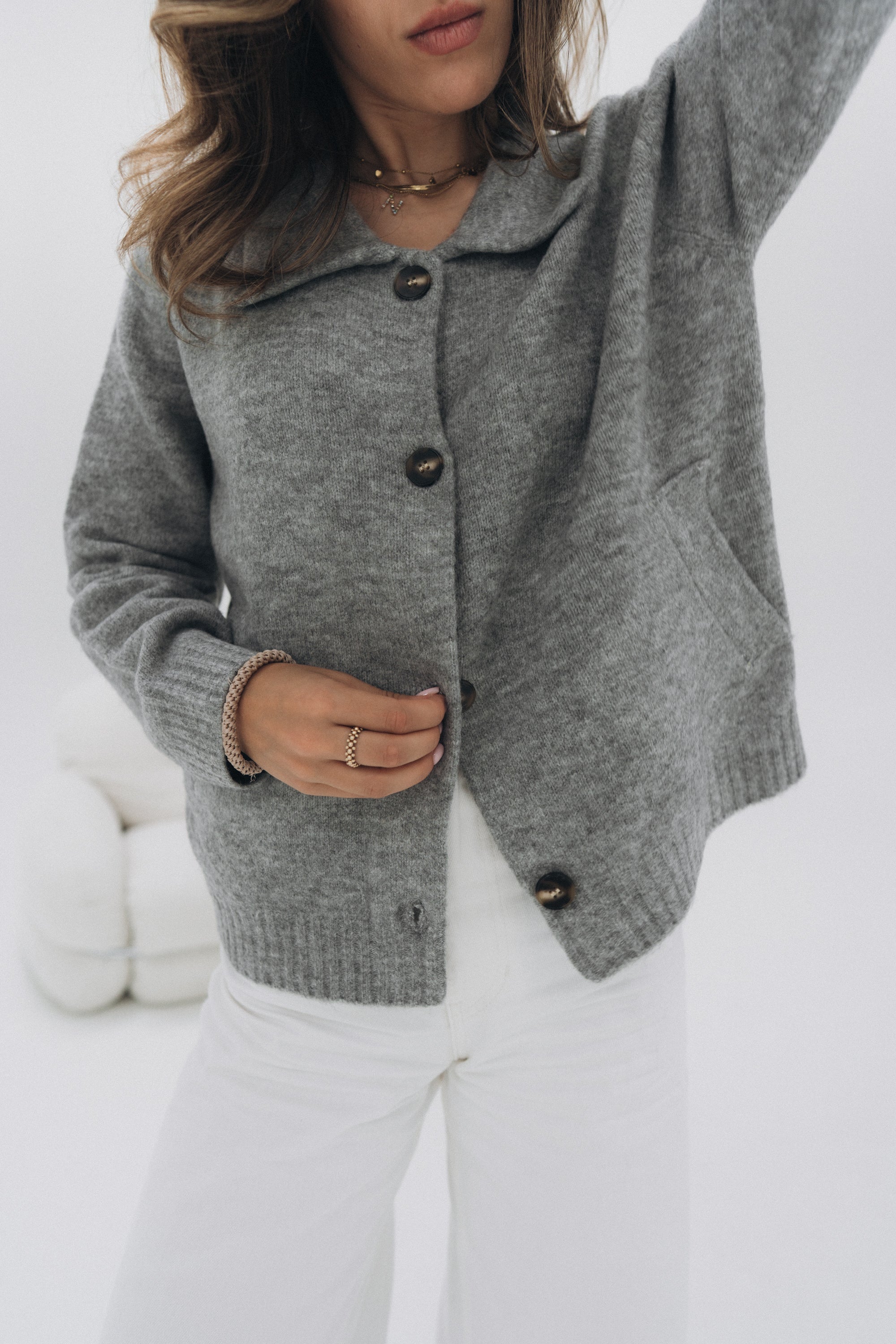 Polo Strickjacke "NillaDLL" grey