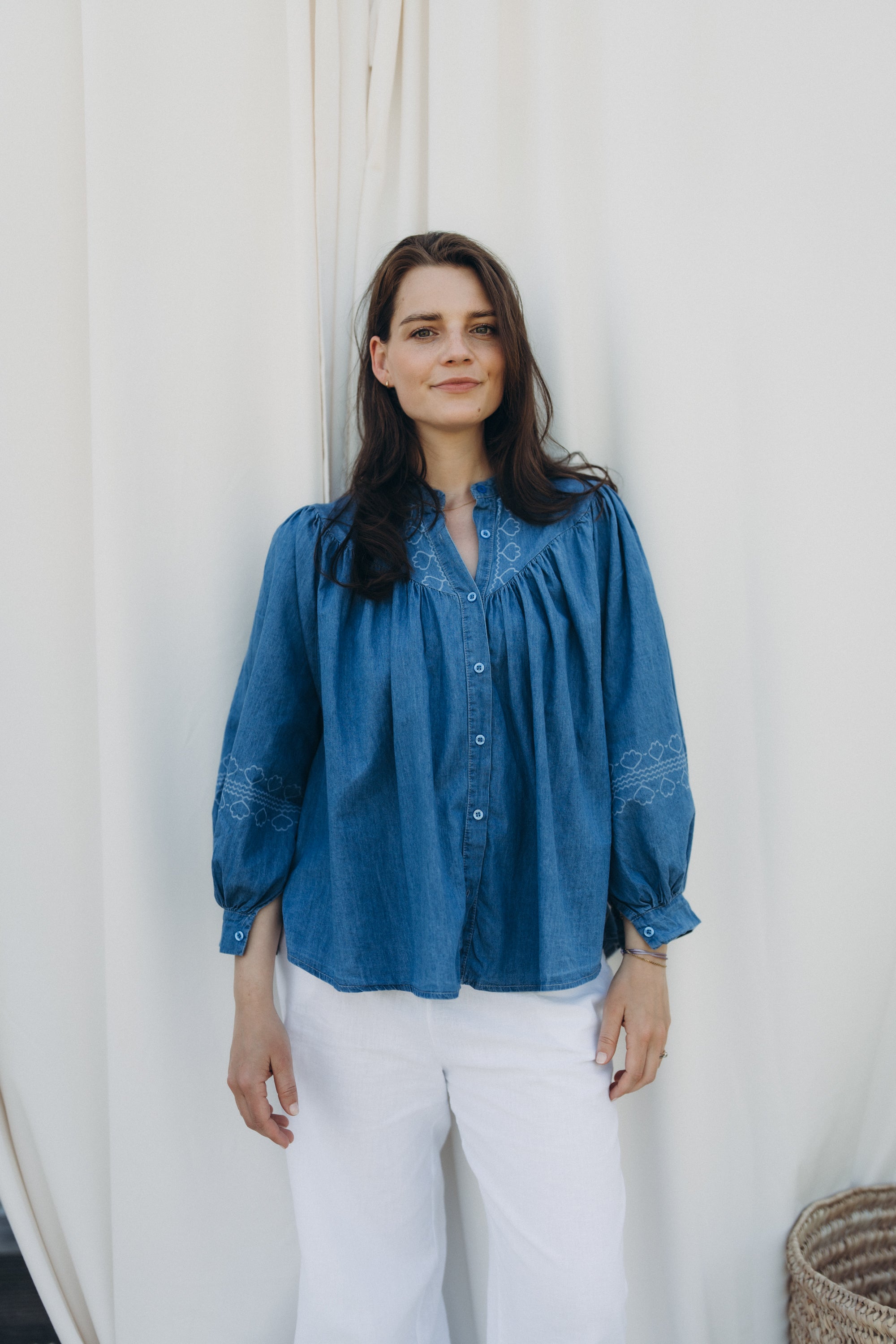 Jeansbluse "MomoDLL" dark jeansblue
