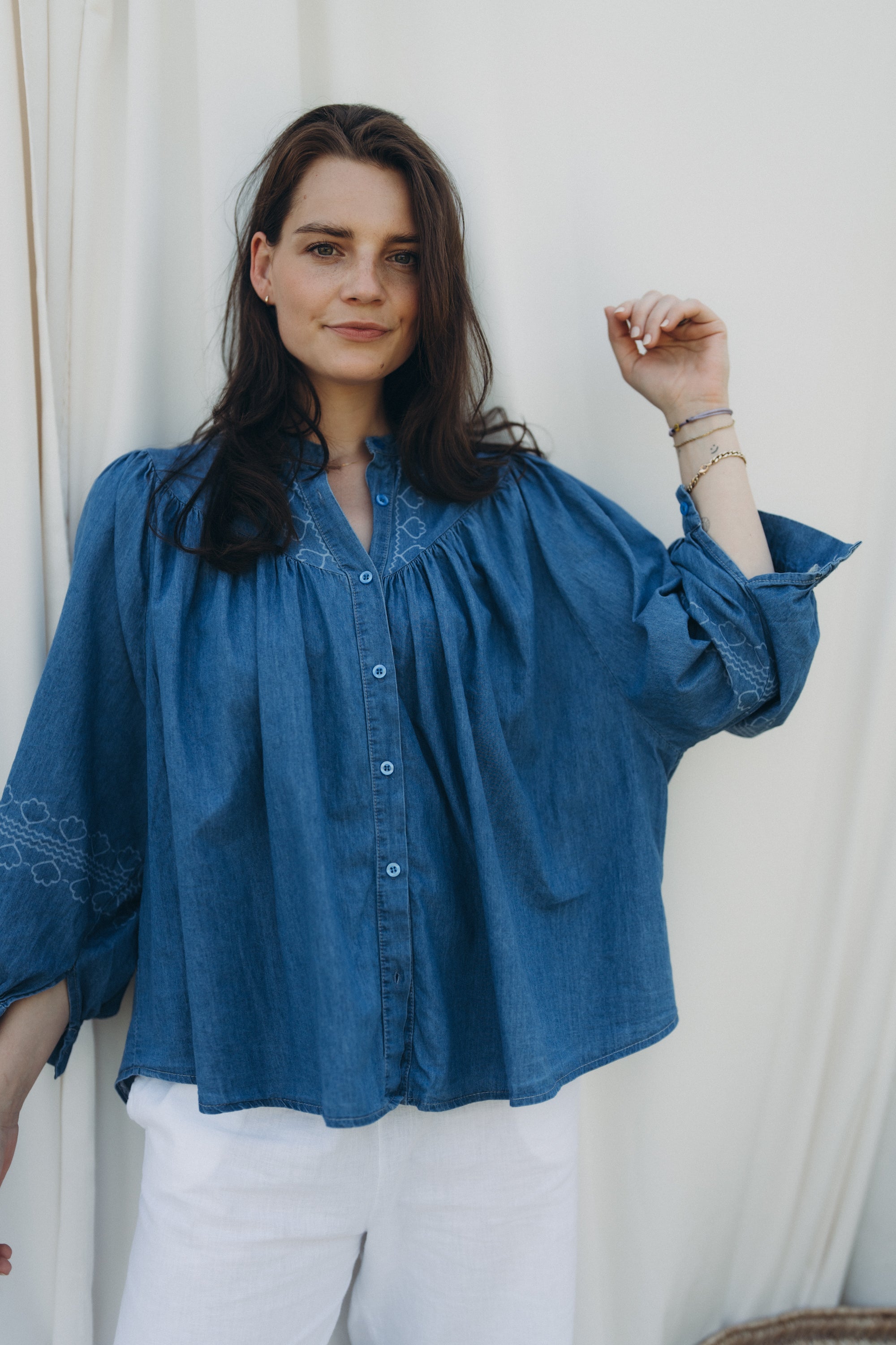 Jeansbluse "MomoDLL" dark jeansblue