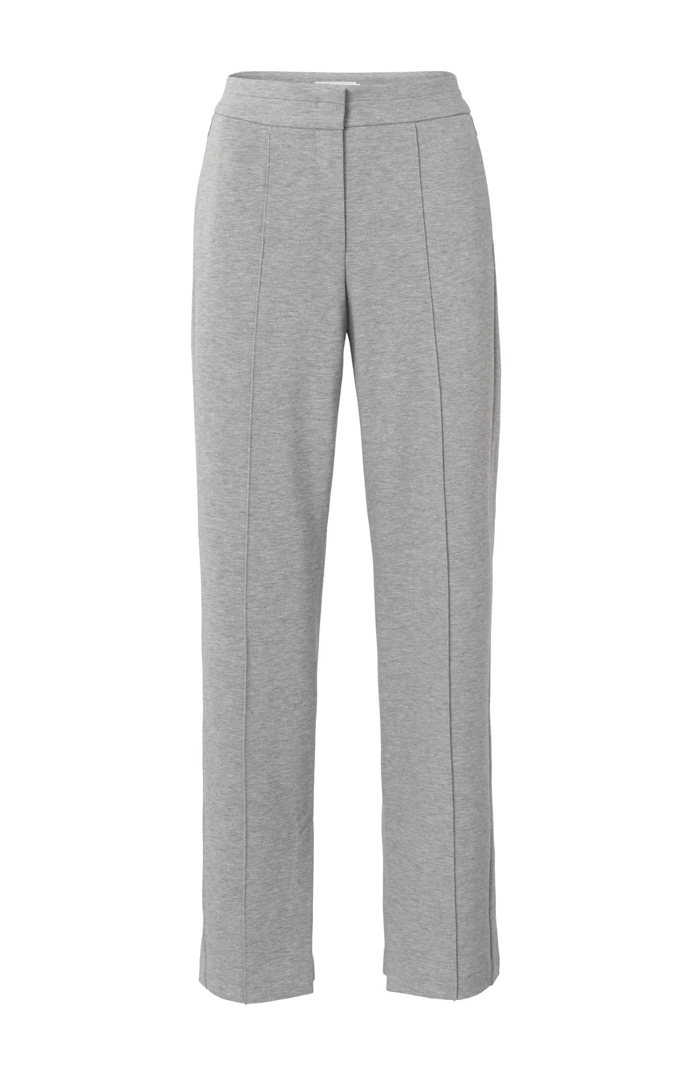 Weiche graue Hose mit geradem Bein und Zierfalte