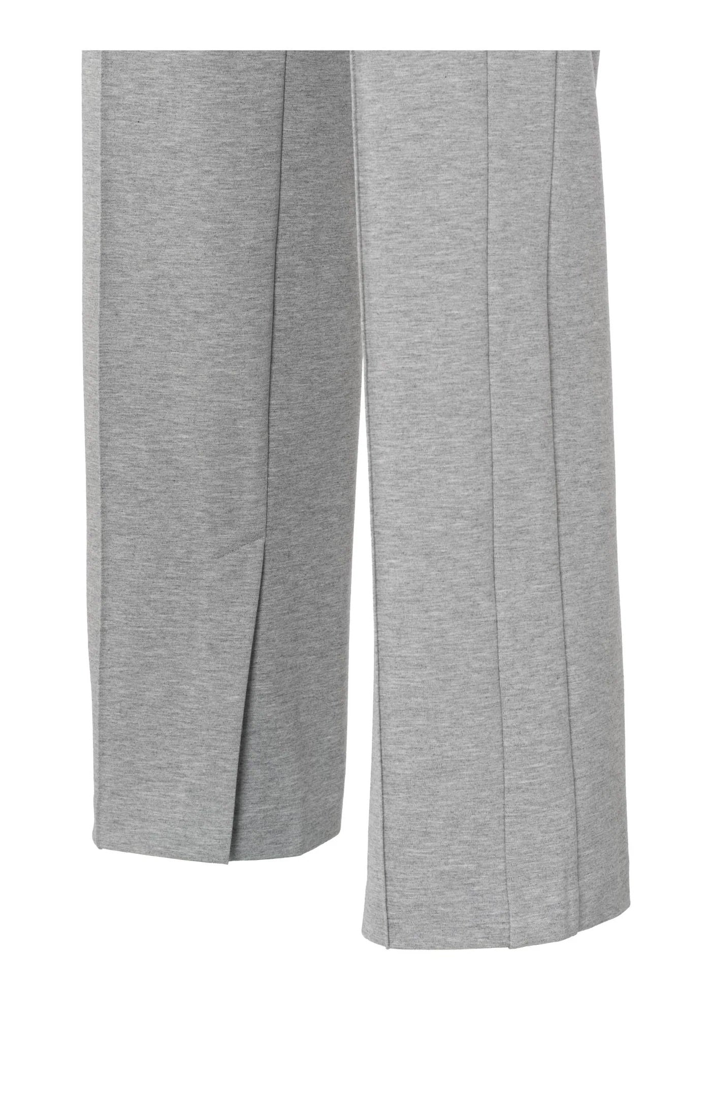Weiche graue Hose mit geradem Bein und Zierfalte