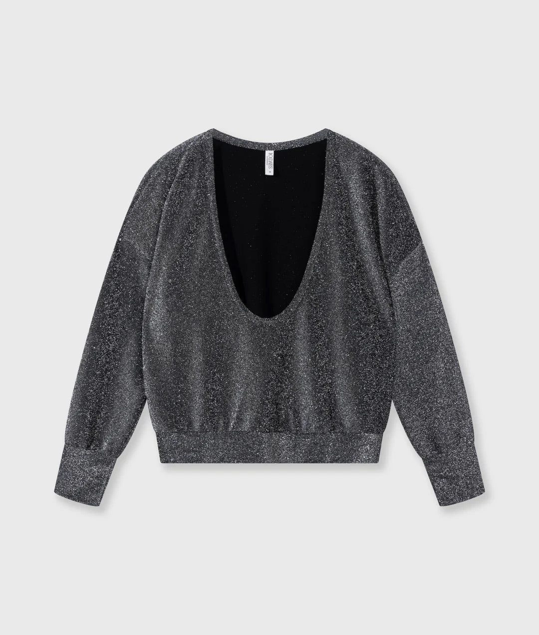 Pullover Damen Glitzer Glitzer Pullover Grau Silberne Glitzer