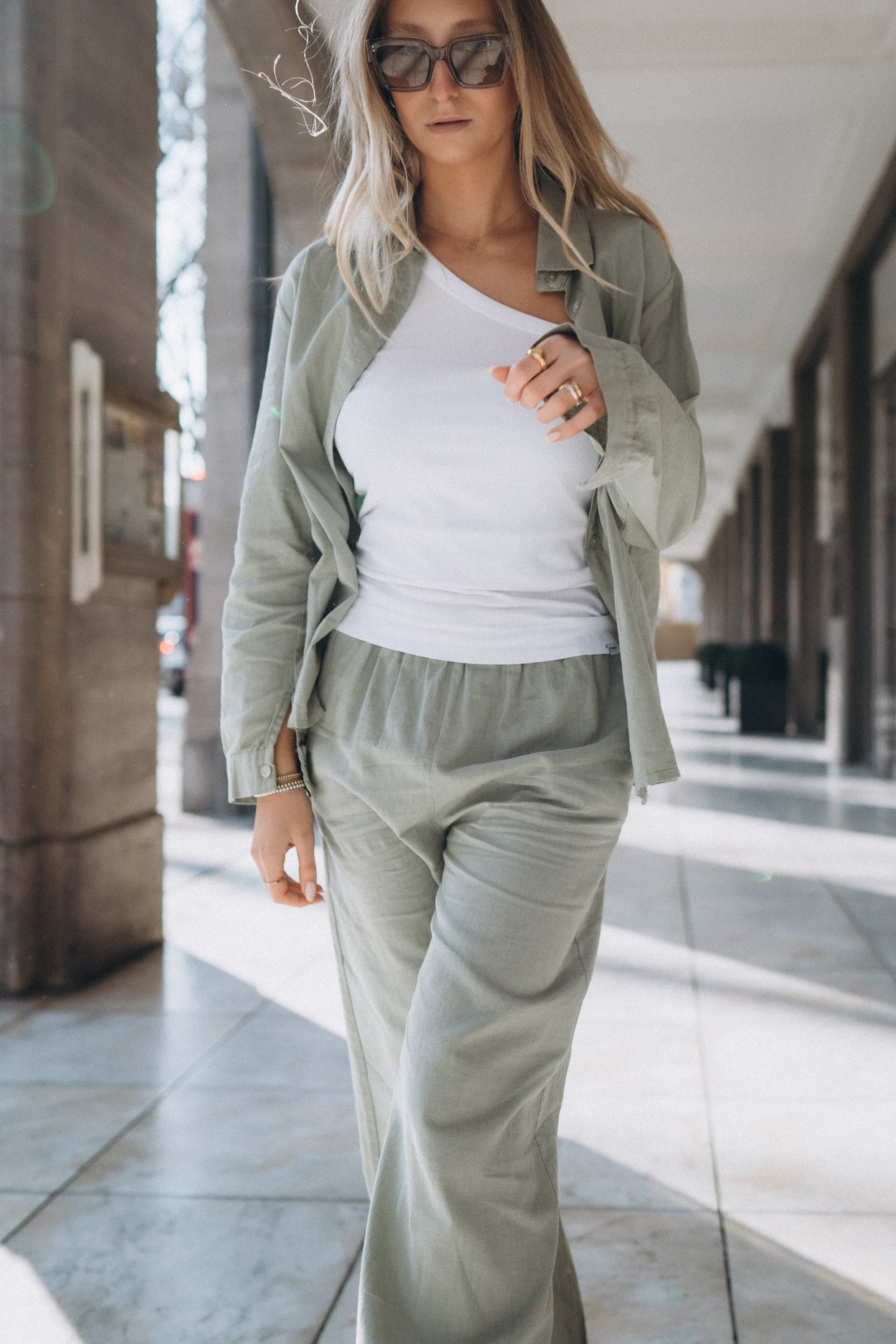 Leinenhose „StineDLL“ salbei
