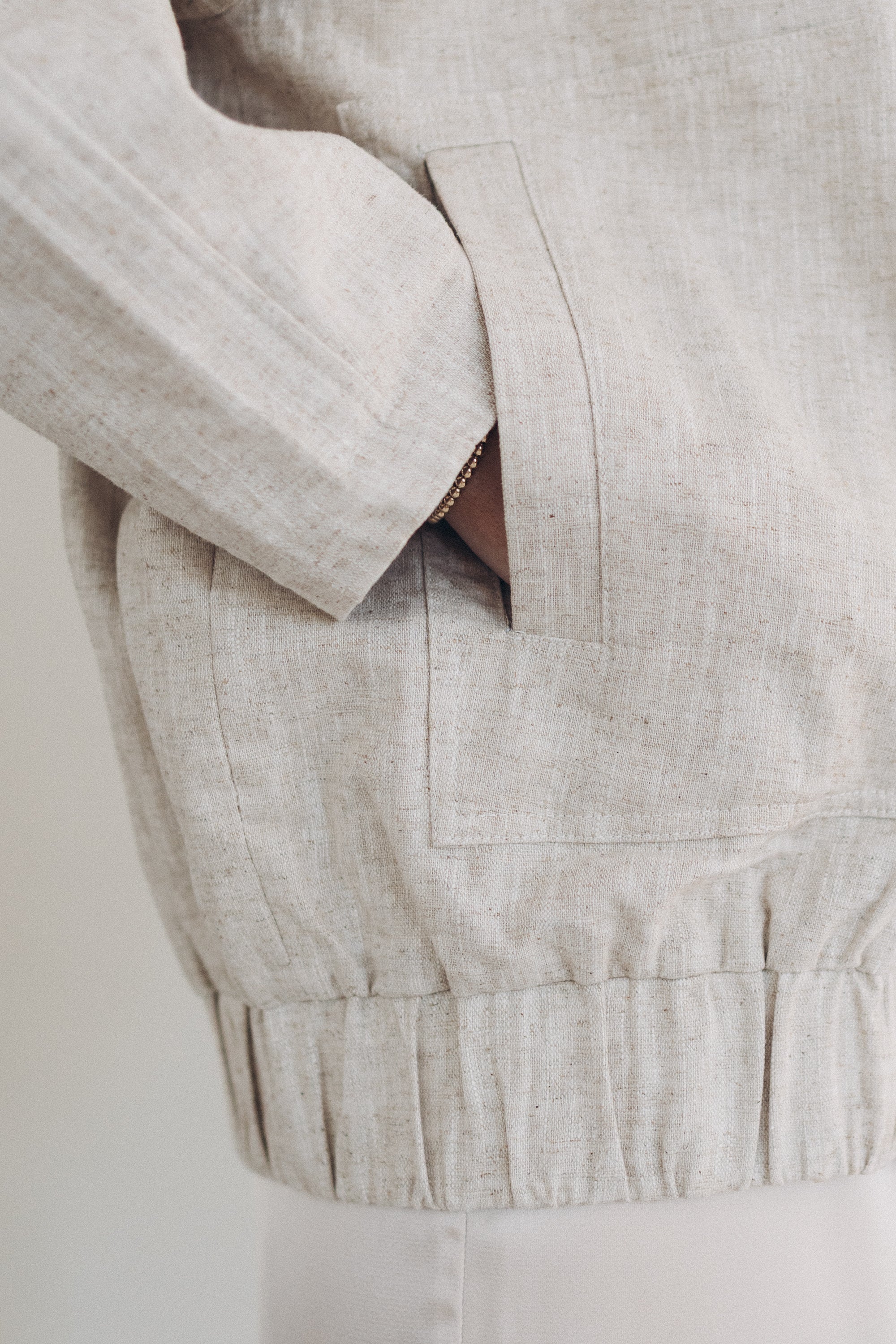 Leinen-Bomberjacke „DebbieDLL“ beige