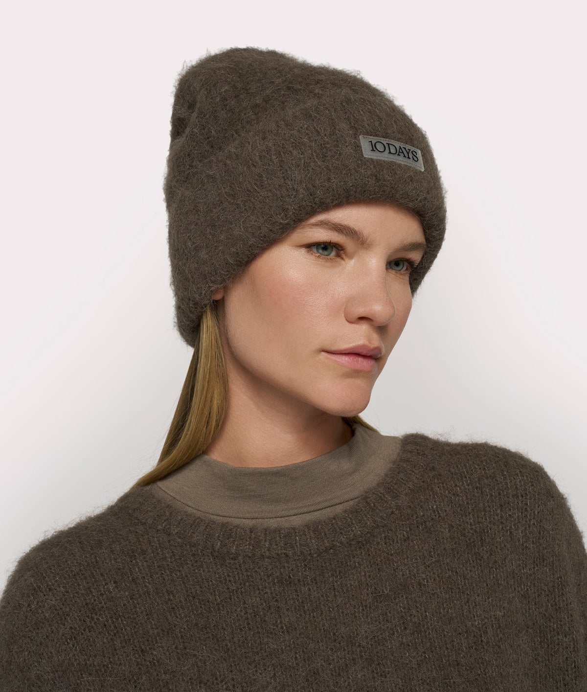 Hairy Knit Beanie Portobello