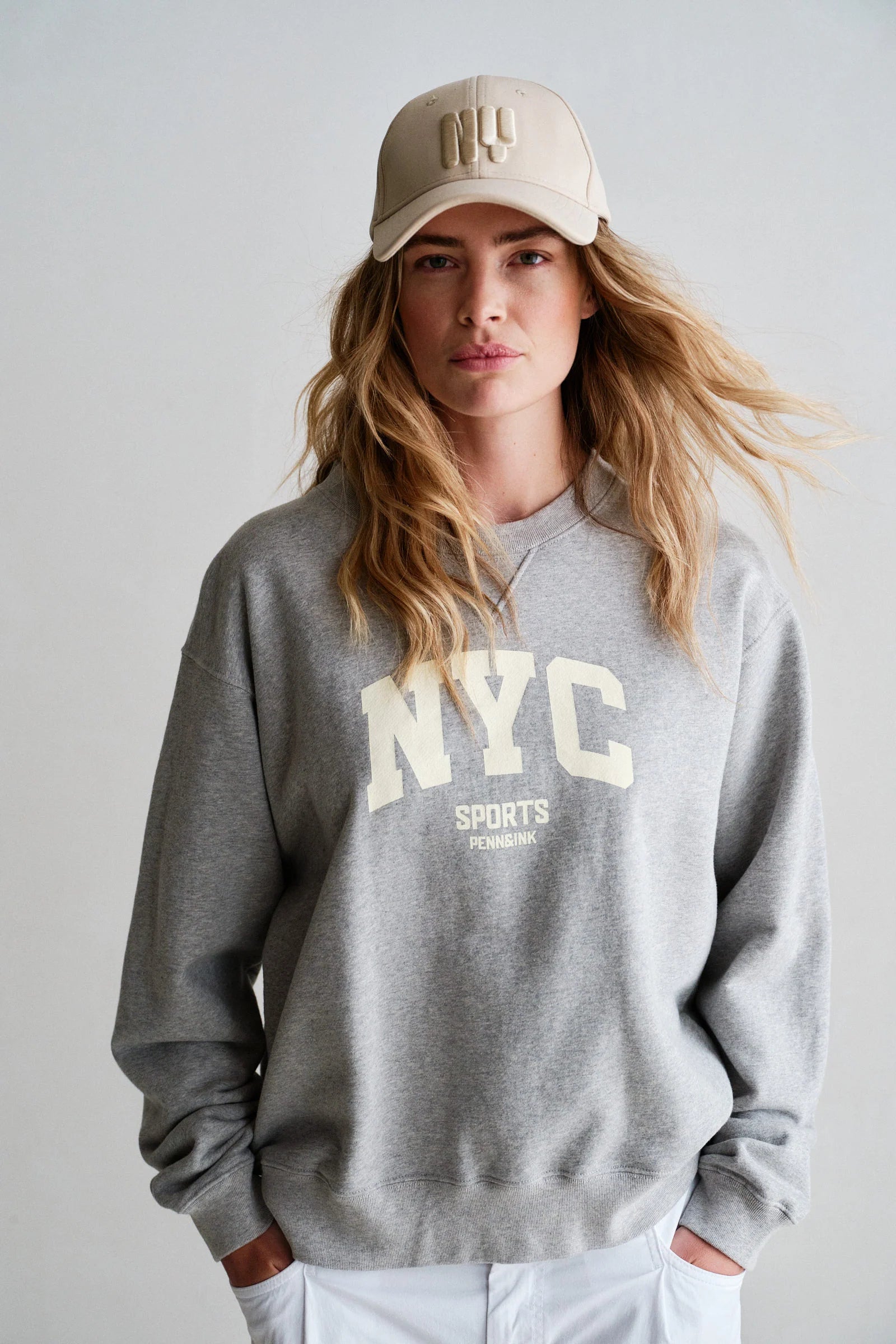 Sweater Print W26F1930 - grey melange/ecru