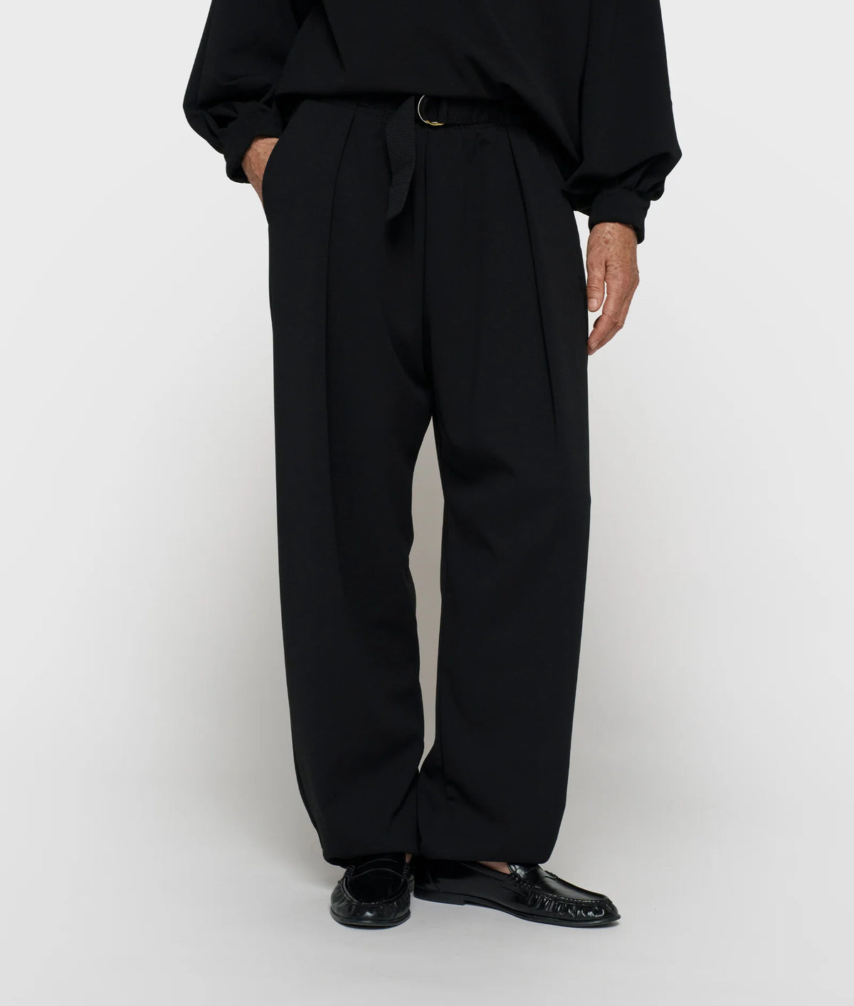 Belted Pants Crepe black