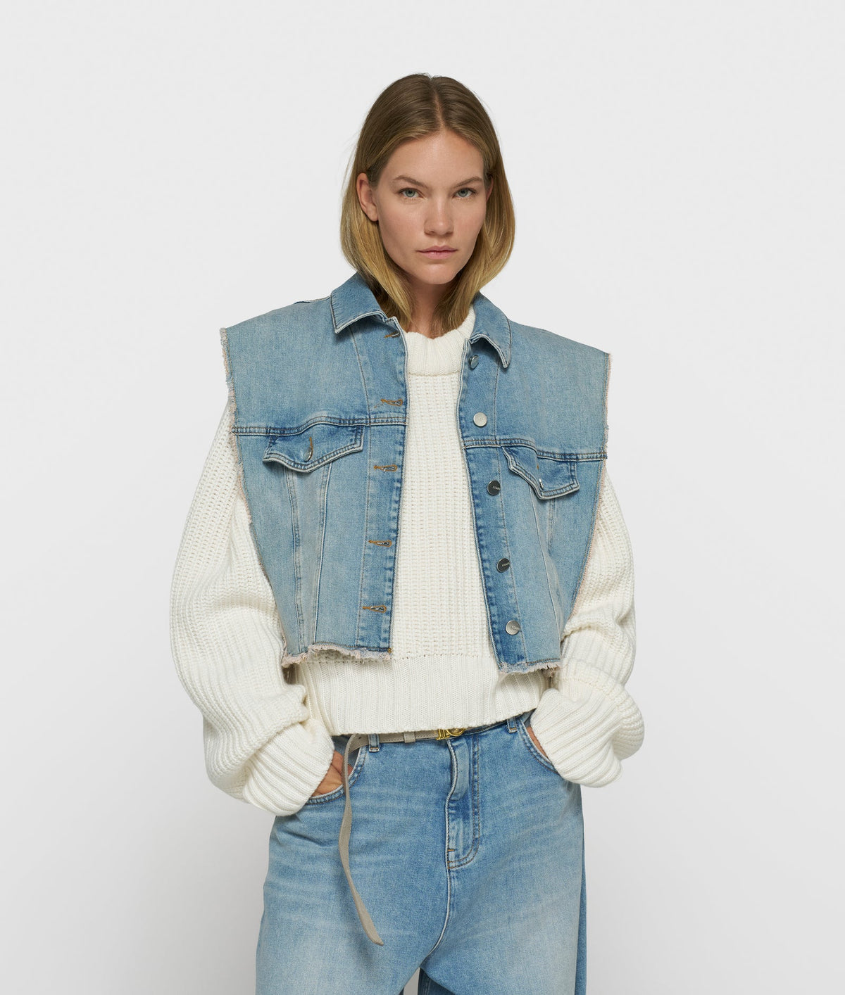 Cropped Denim Gilet