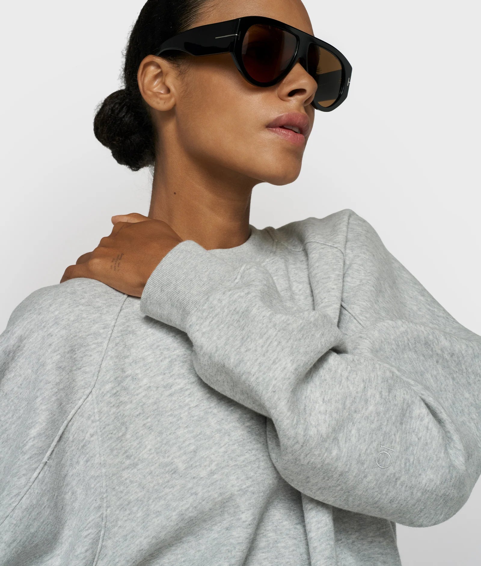 Puff Sleeve Sweater Neoprene light grey melee