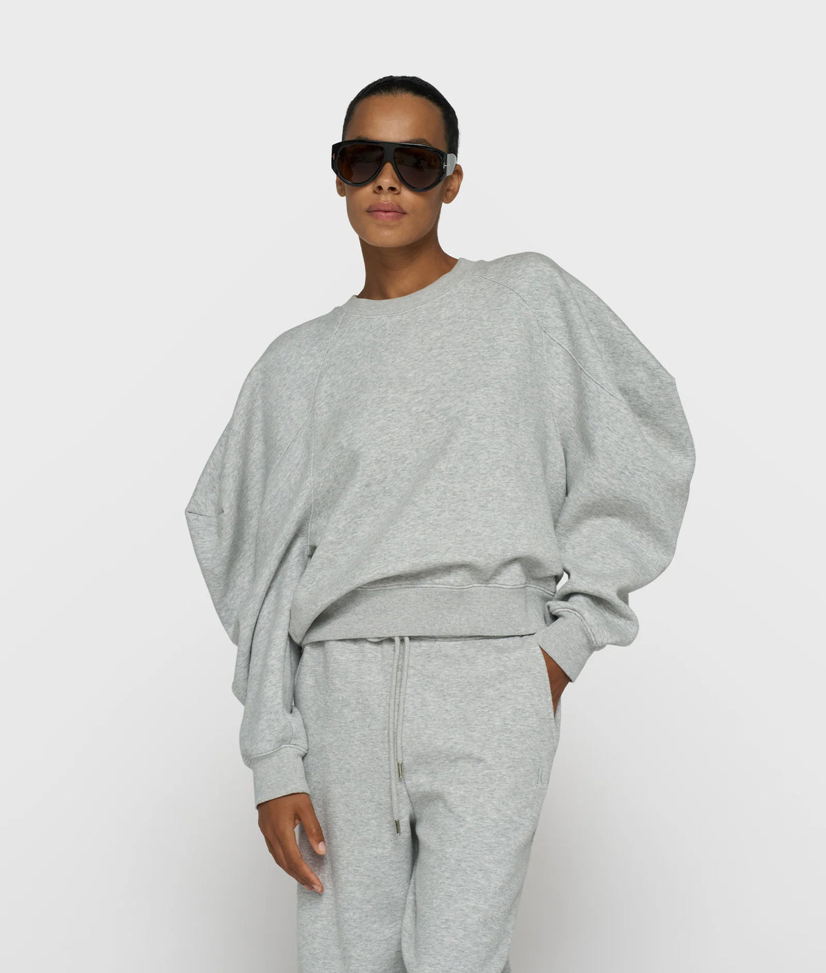 Puff Sleeve Sweater Neoprene light grey melee