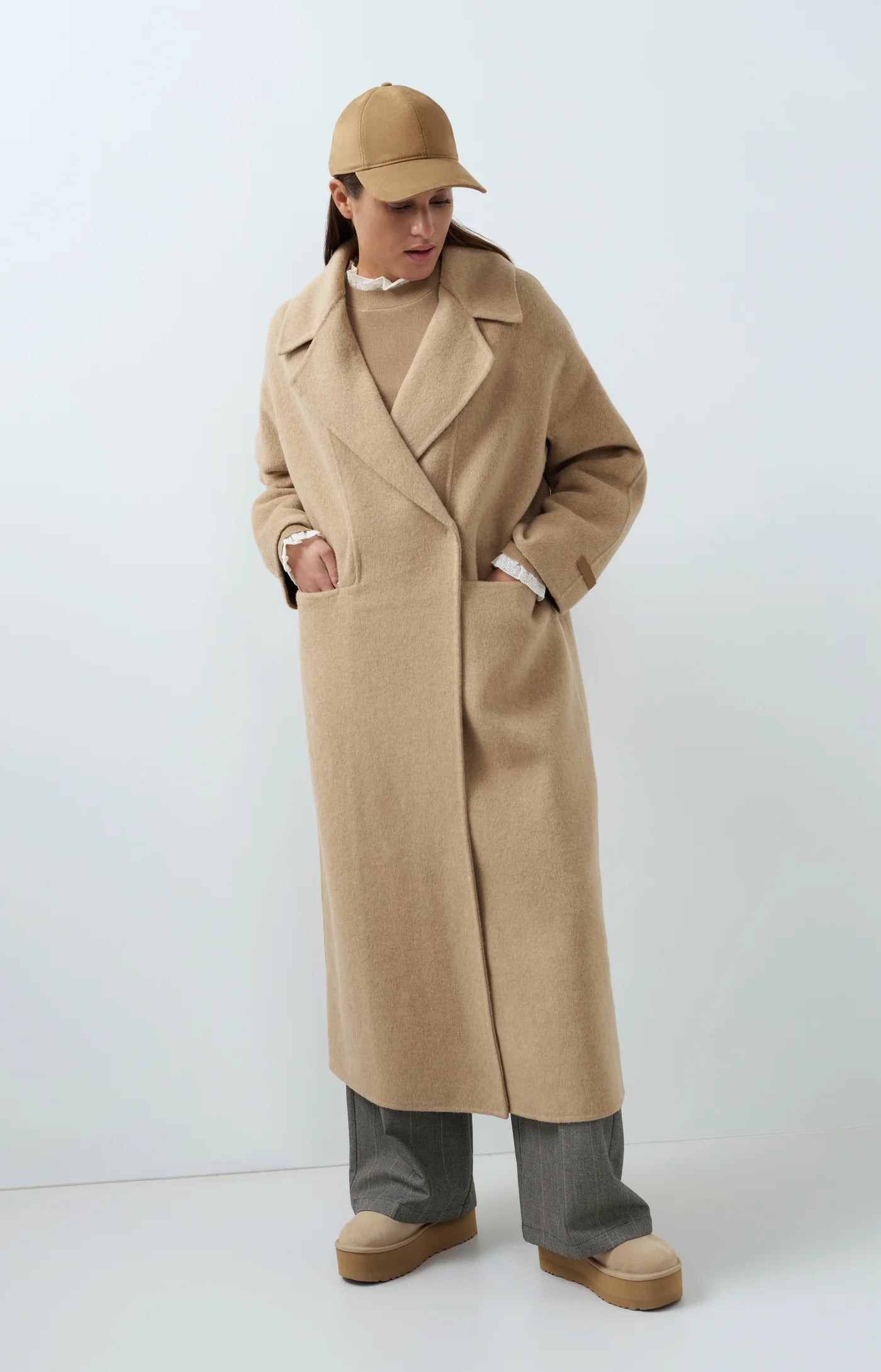 Extralanger Oversize-Mantel aus Wollmischung