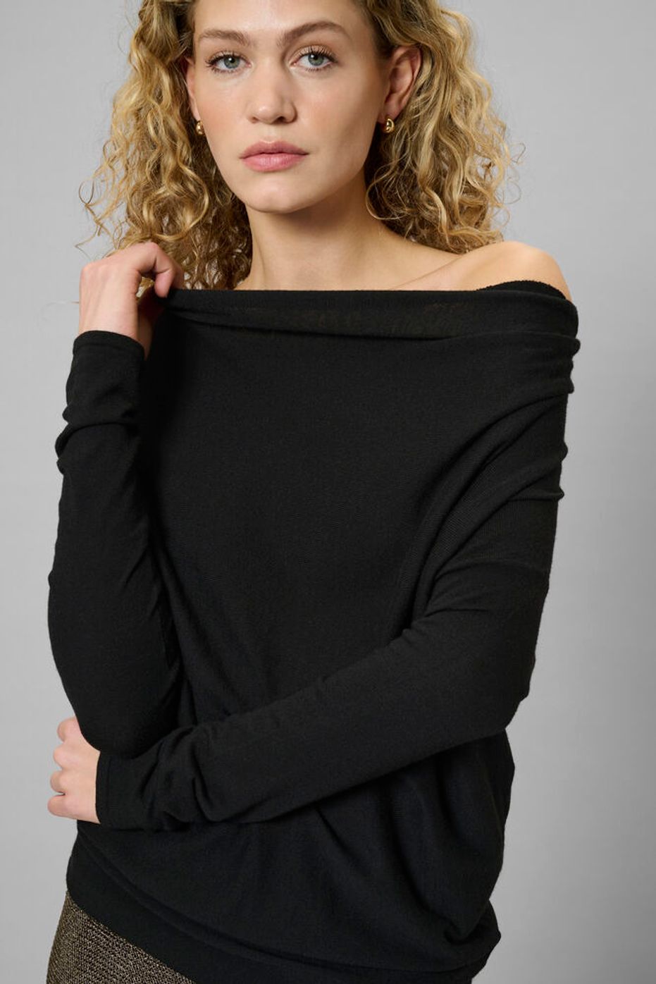 Waterfall Knit Blouse "MWPolly"-black