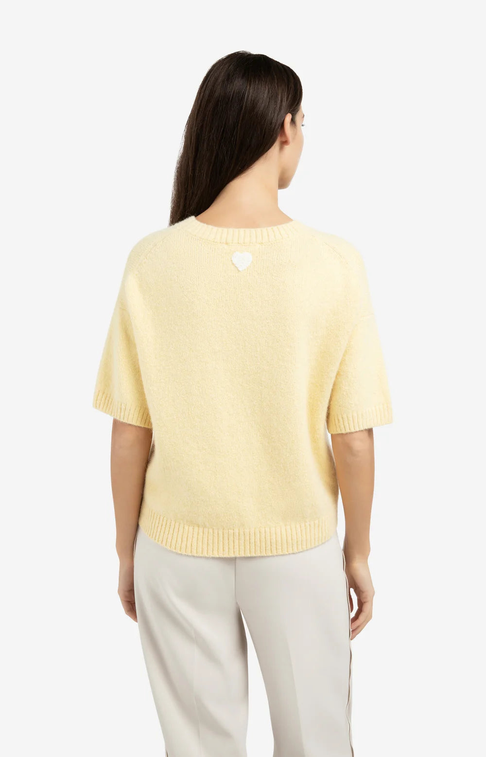 Kurzärmeliger Strickpullover-reed yellow