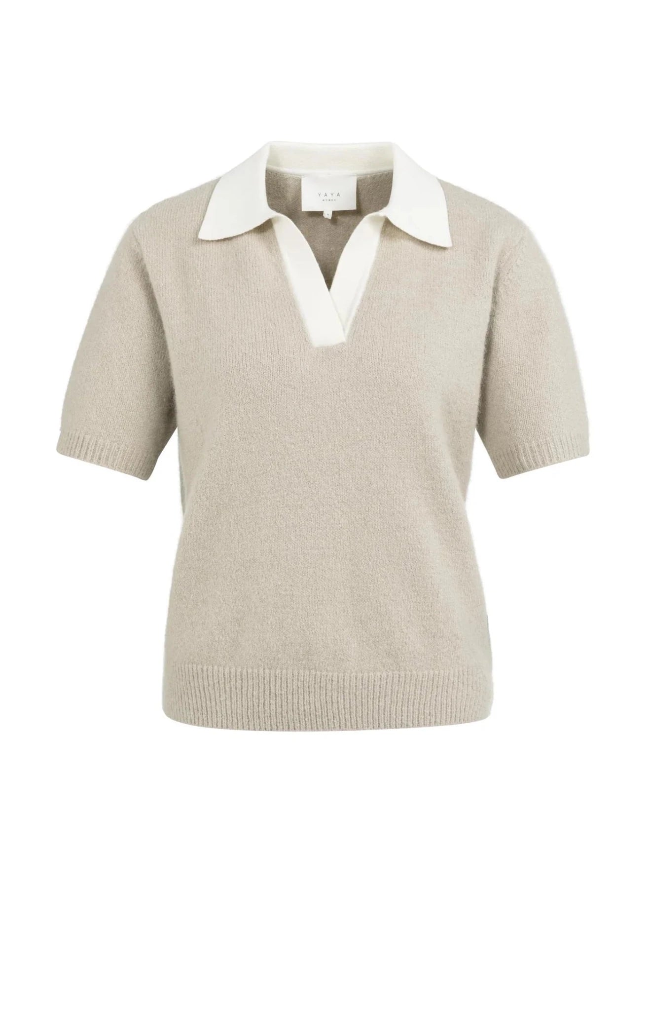 Kurzärmeliger Strickpullover mit kontrastierenden Kragen - Dein Lieblingsladen Concept