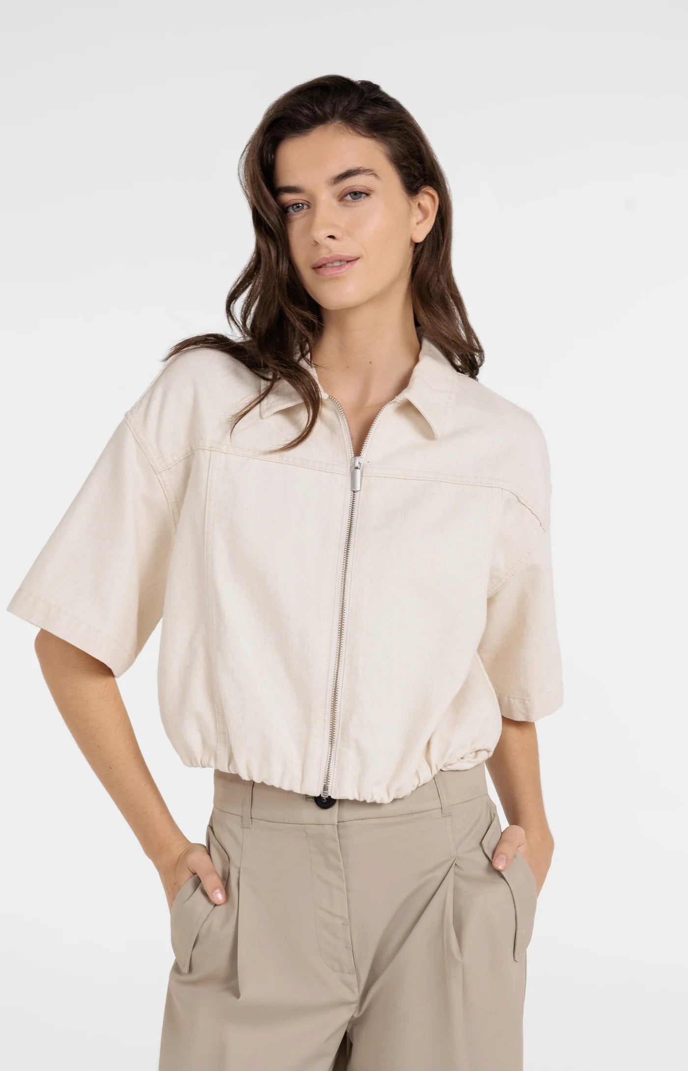 Jacke im Denimlook mit lockerer Passform