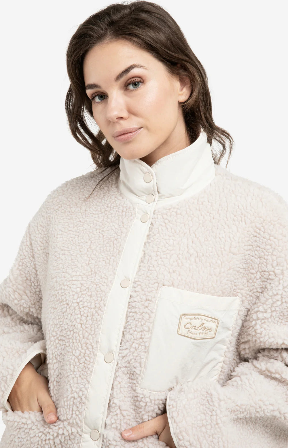 Teddy-Wendejacke mit Nylon-Brusttasche