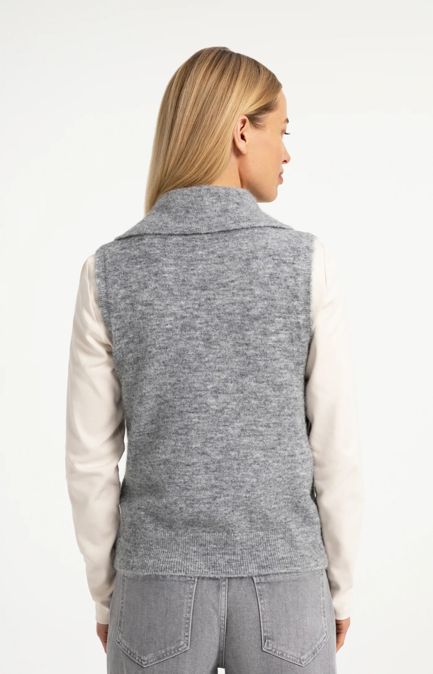 Ärmelloses Strickoberteil mit Kragen