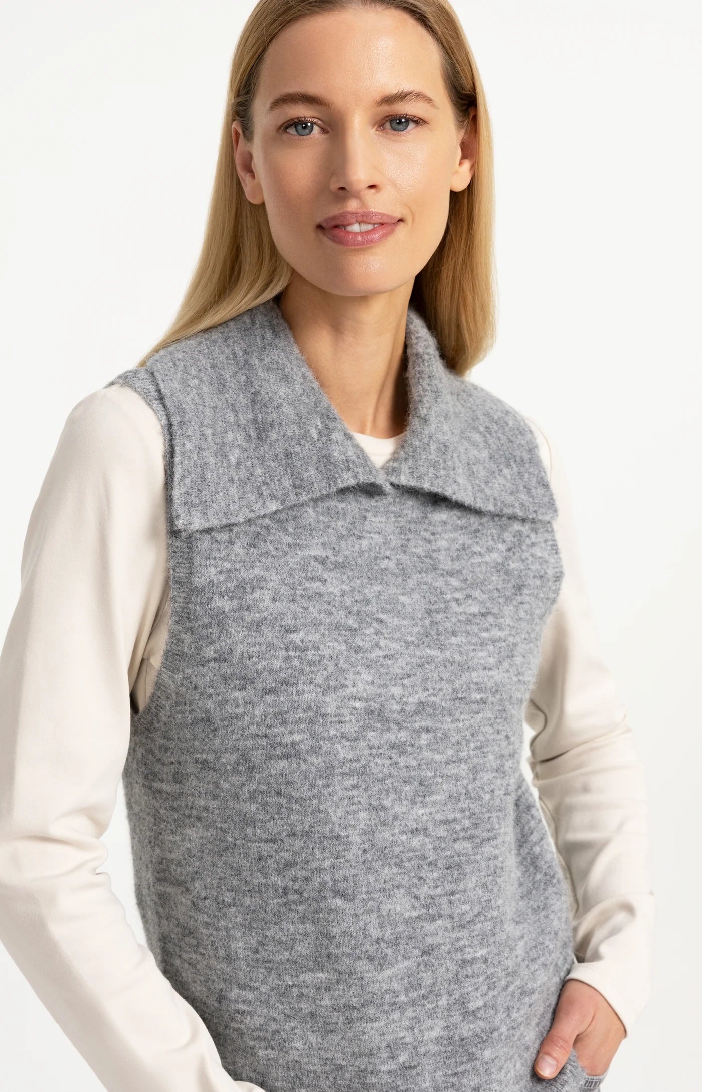 Ärmelloses Strickoberteil mit Kragen