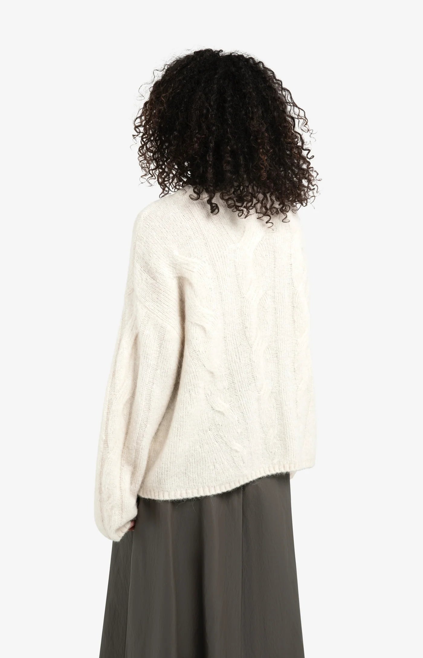Weicher Pullover mit Zopfmuster-wool white