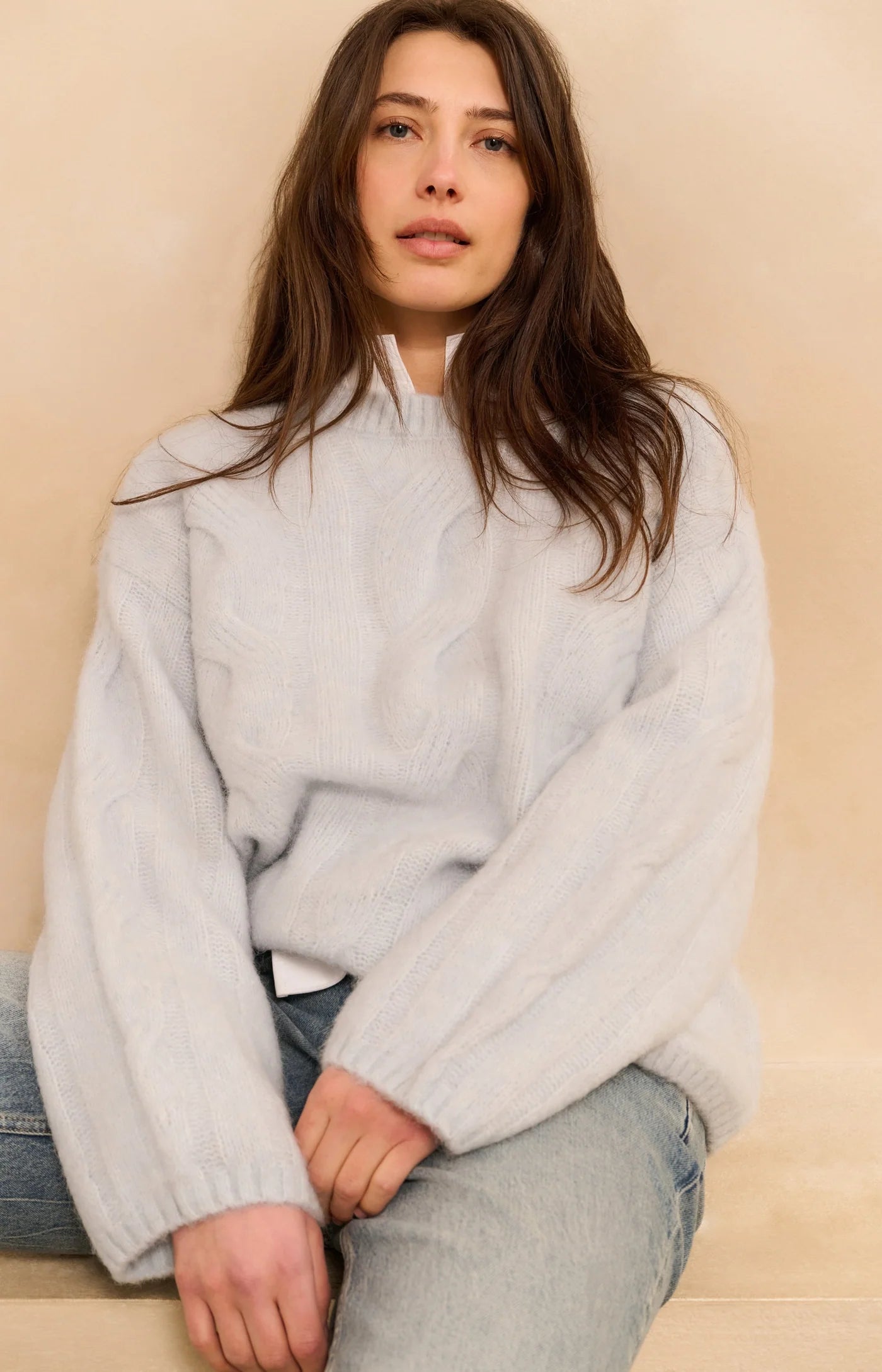 Weicher Pullover mit Zopfmuster-secret spaces grey