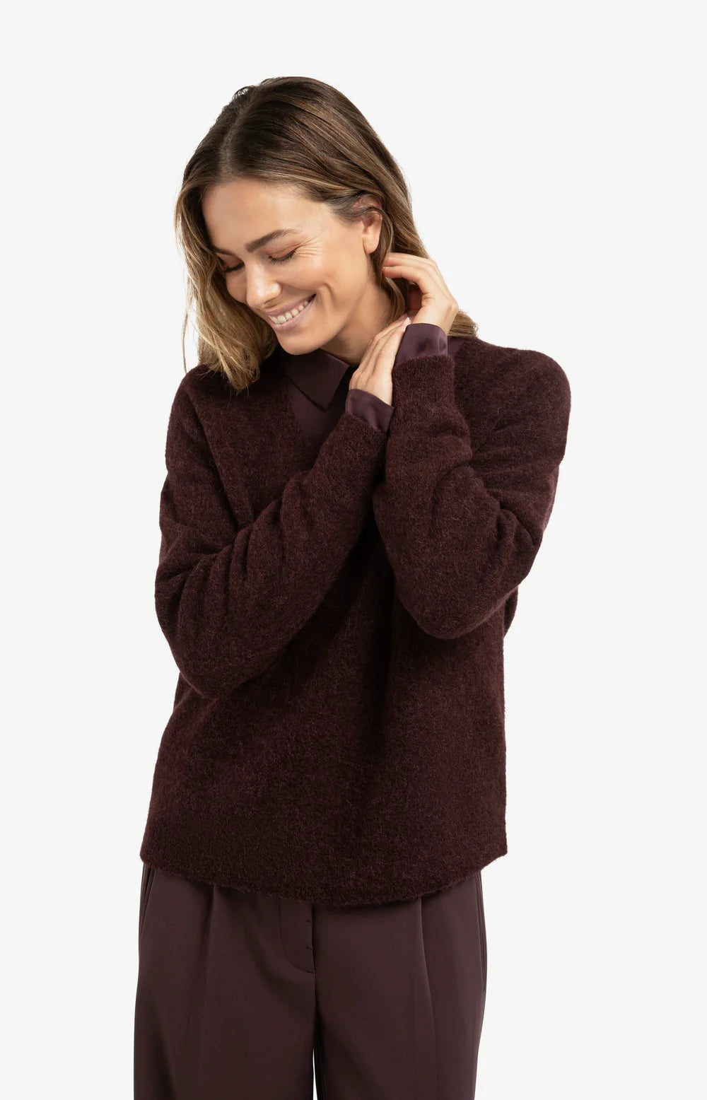 Weicher Pullover mit V-Ausschnitt-fudge purple
