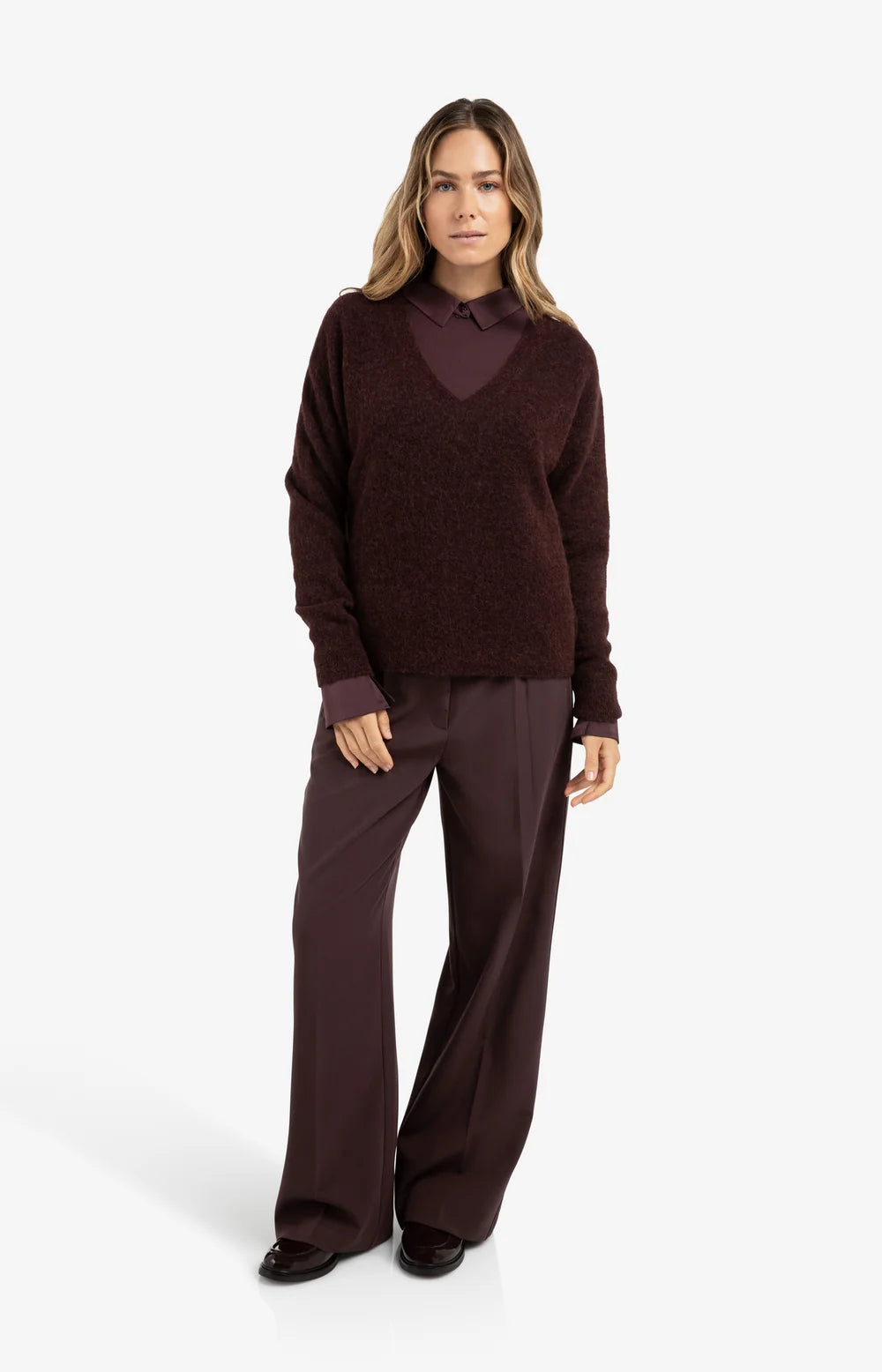 Weicher Pullover mit V-Ausschnitt-fudge purple
