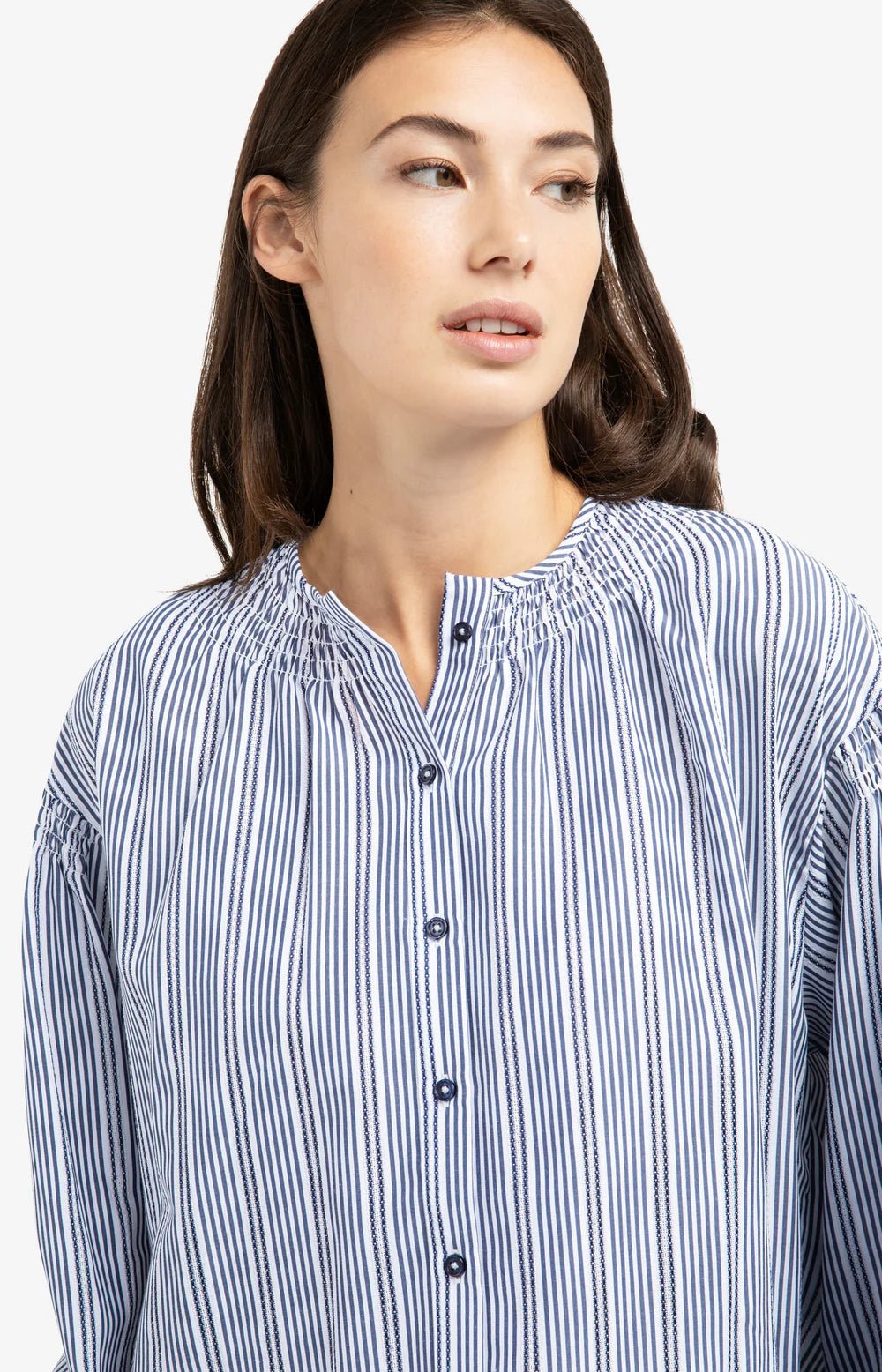 Gestreifte Bluse mit gekräuselten Details - Dein Lieblingsladen Concept
