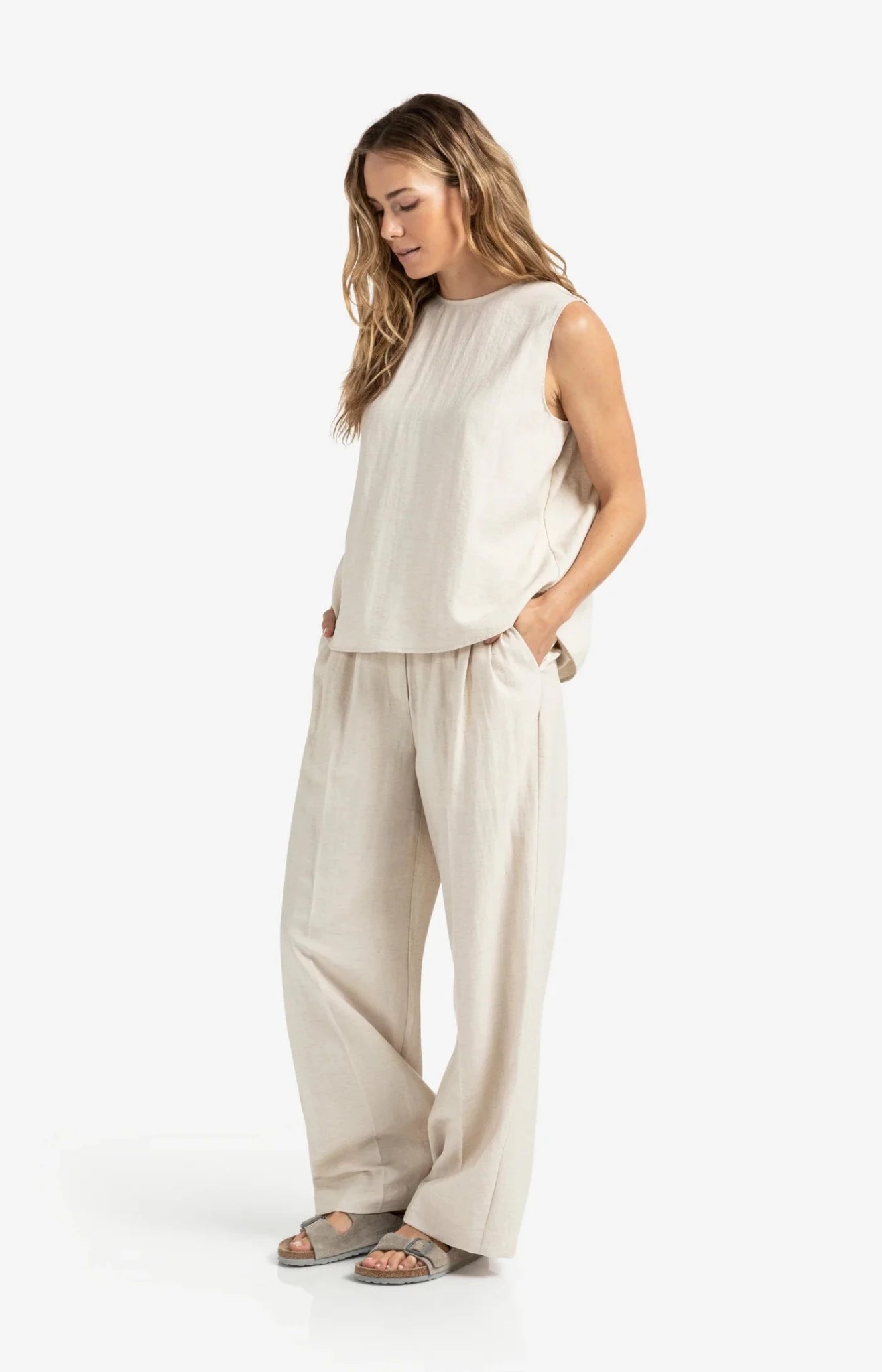 Strukturierte gewebte Hose mit weitem Bein - Dein Lieblingsladen Concept