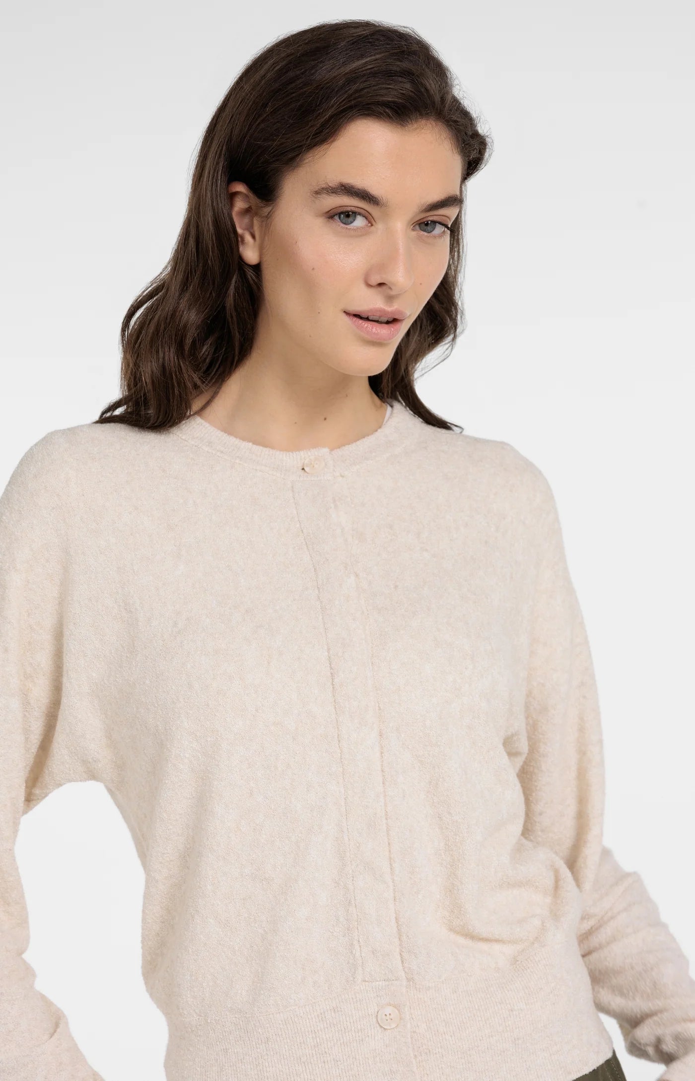 Langärmeliger Cardigan aus Strickfrottee