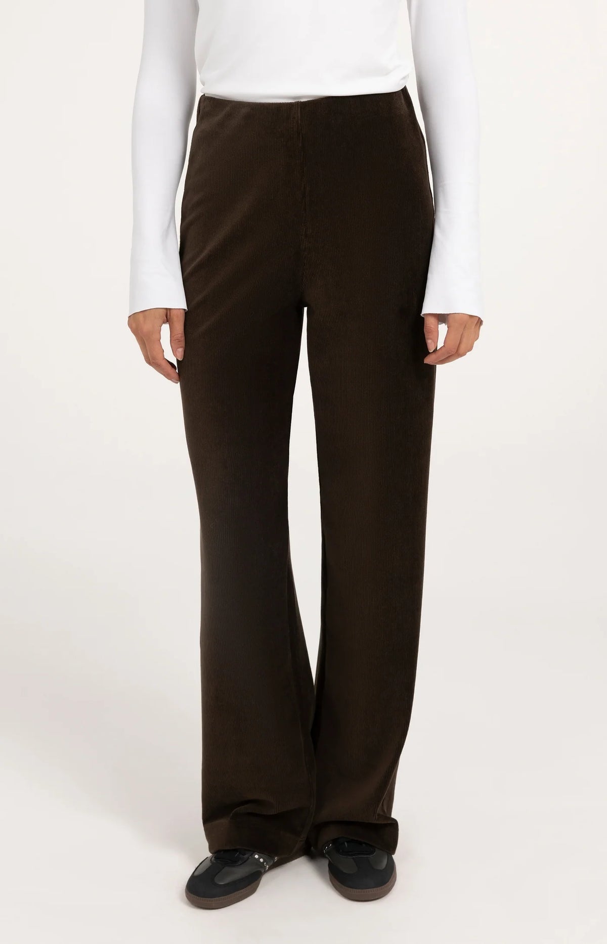 Hose mit weitem Bein aus weichem geripptem Velours