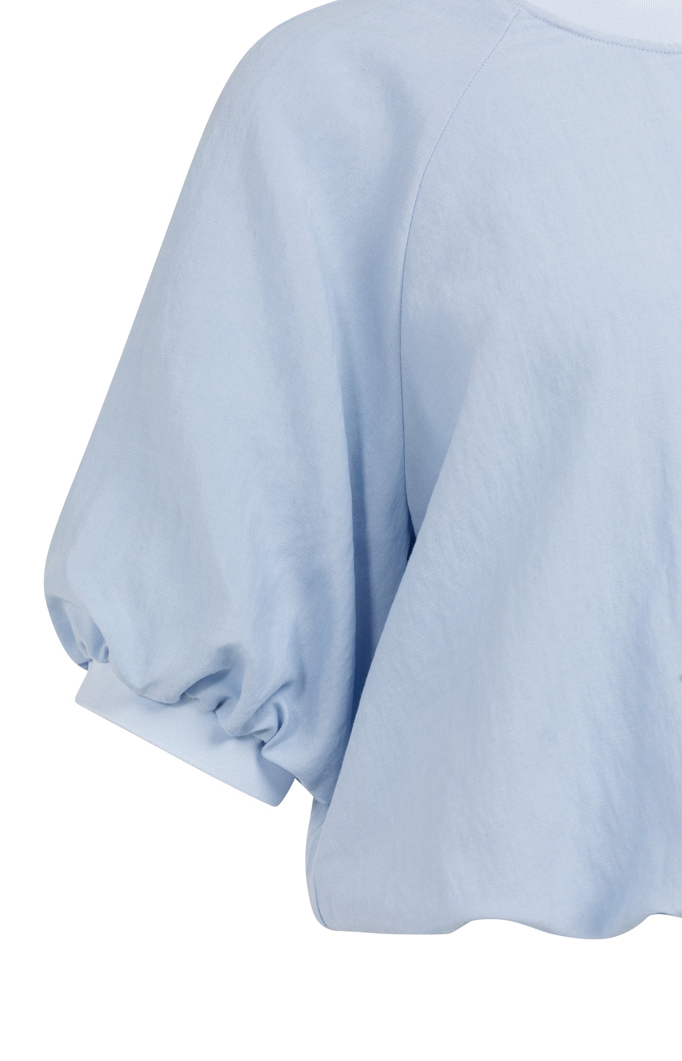 T-Shirt aus Webstoff mit Ballonärmeln und Reißverschluss